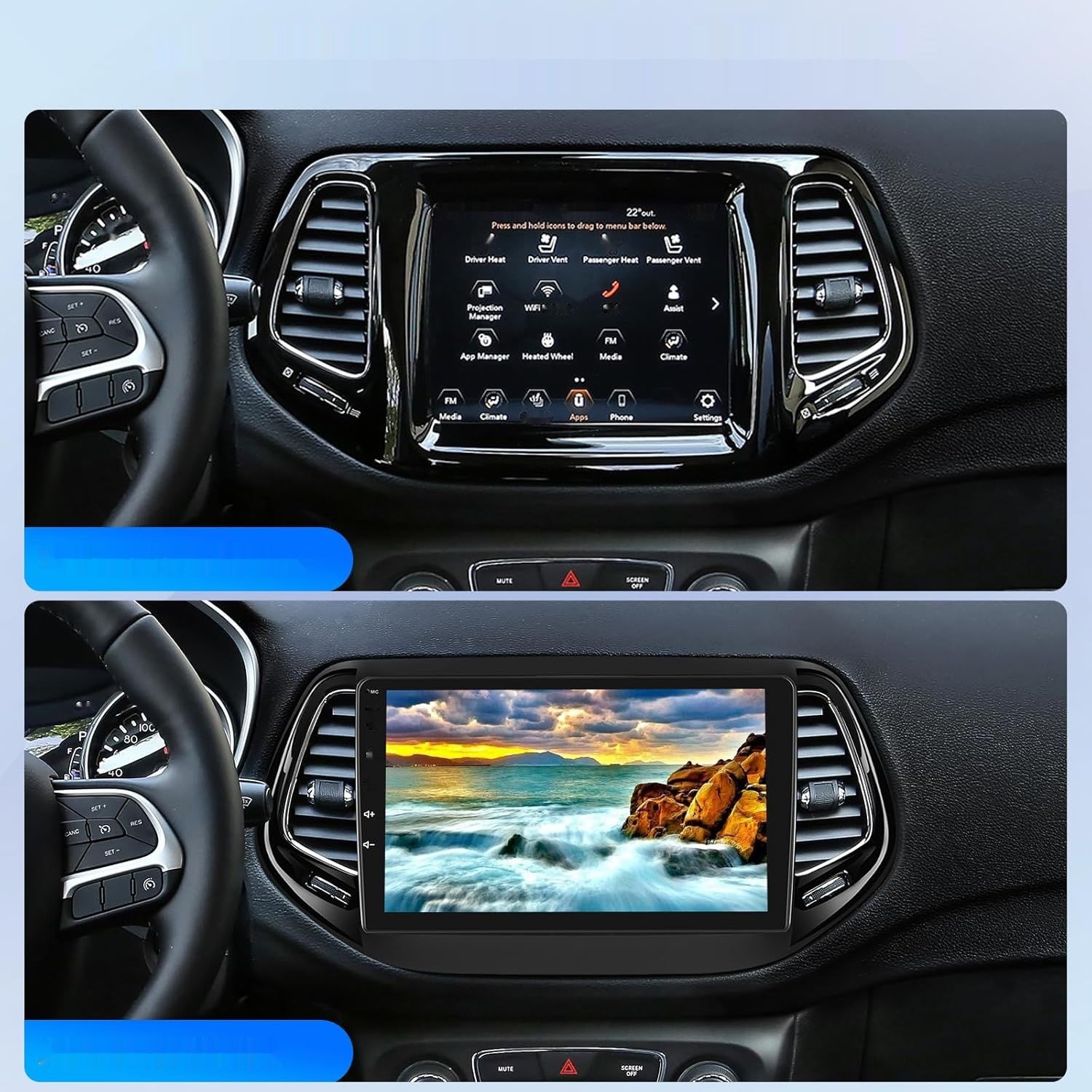 NHOPEEW Radio Samochodowe do Jeep Compass 2017-2021 z Carplay i Android Auto