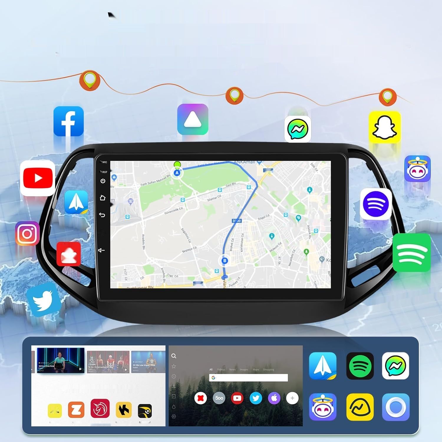 NHOPEEW Radio Samochodowe do Jeep Compass 2017-2021 z Carplay i Android Auto