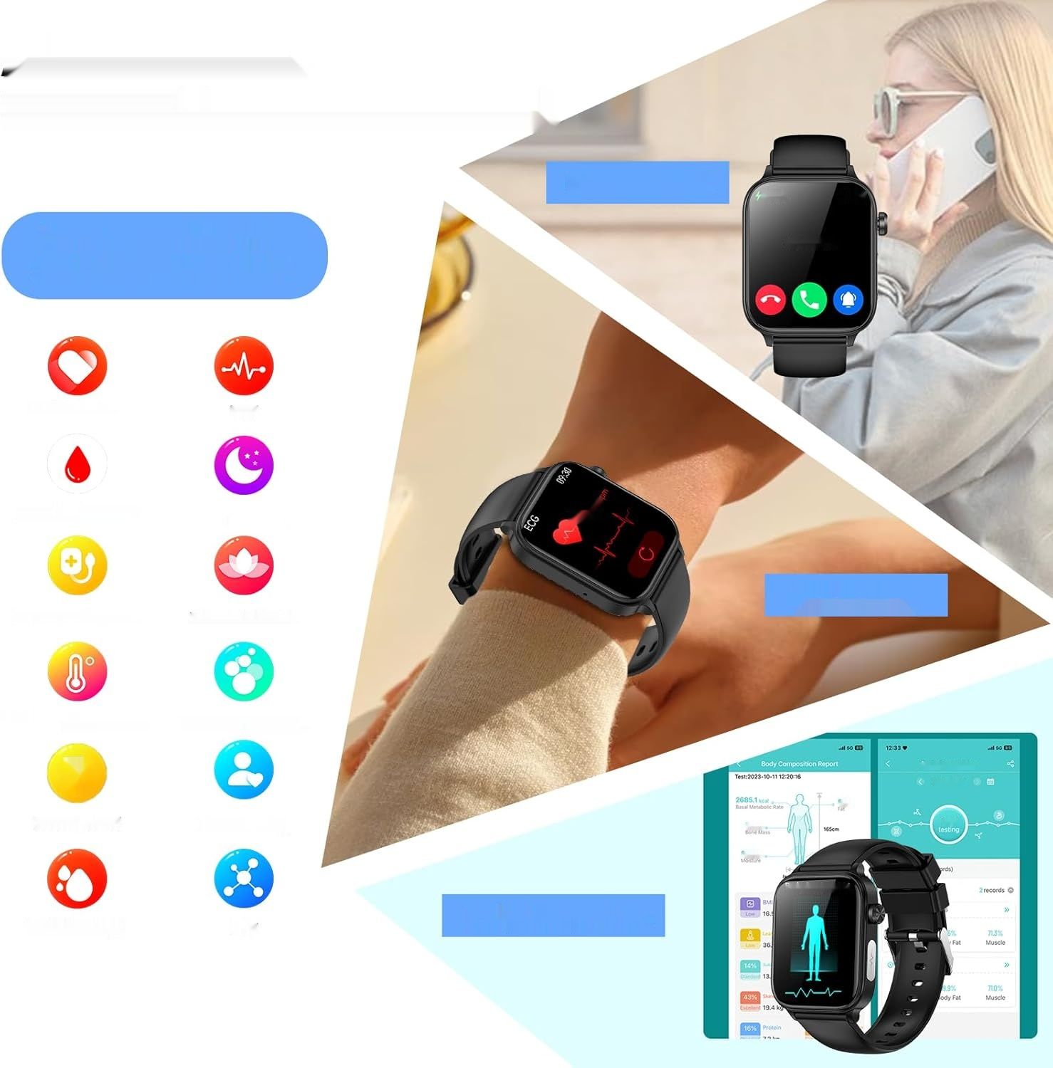 Marsyu Smartwatch z funkcjami EKG + HRV.