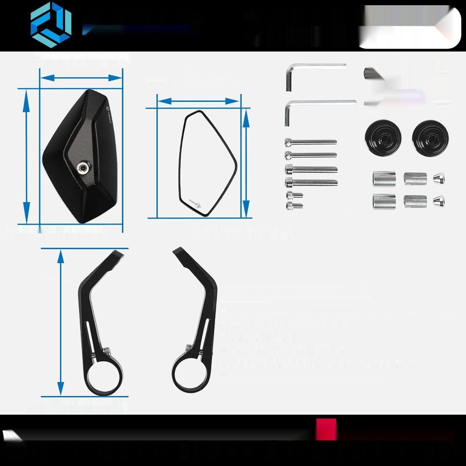 FENRIR Lusterka Wsteczne Motocyklowe na Kierownicę, Czarny CNC