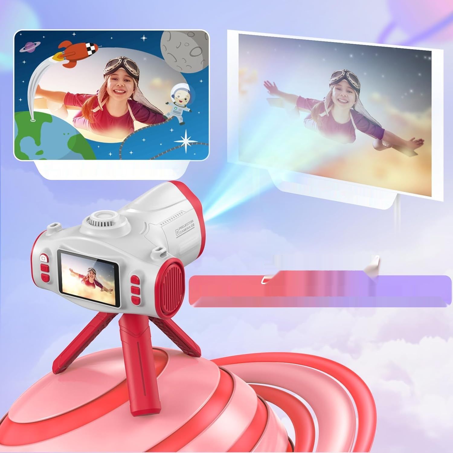 CHAKEYAKE Dziecięcy Aparat z Funkcją Projekcji, Kamera Cyfrowa 1080P