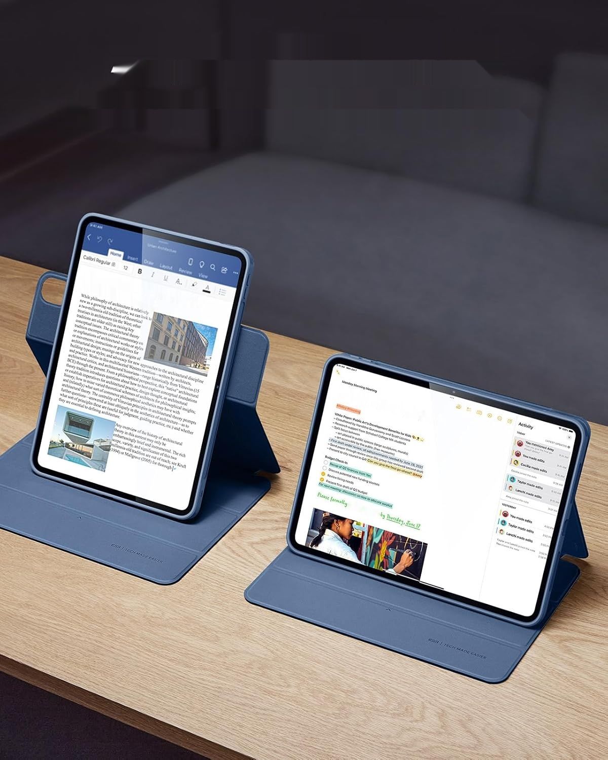 ESR Etui na iPad Air 13 Seria Rebound 360, Granatowe.