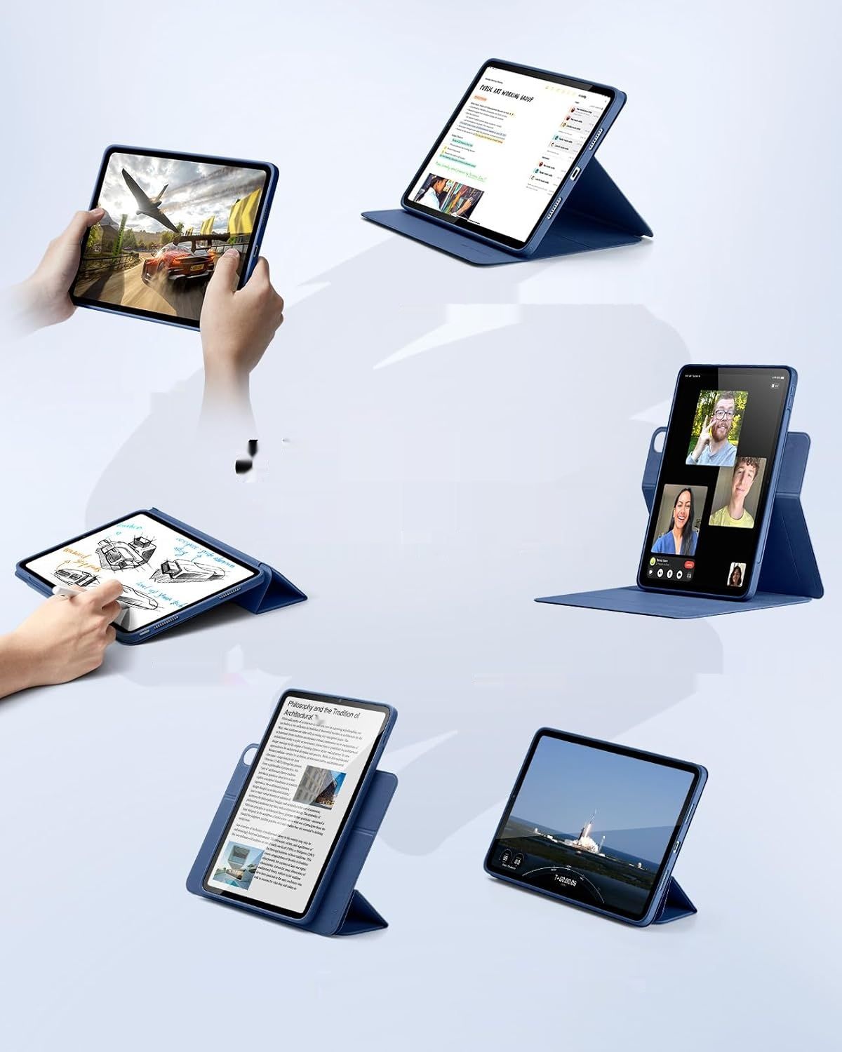 ESR Etui na iPad Air 13 Seria Rebound 360, Granatowe.