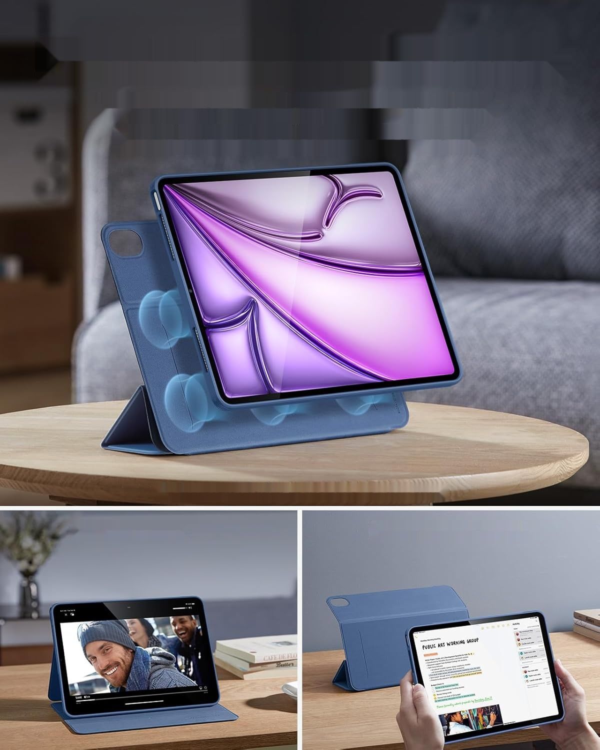 ESR Etui na iPad Air 13 Seria Rebound 360, Granatowe.