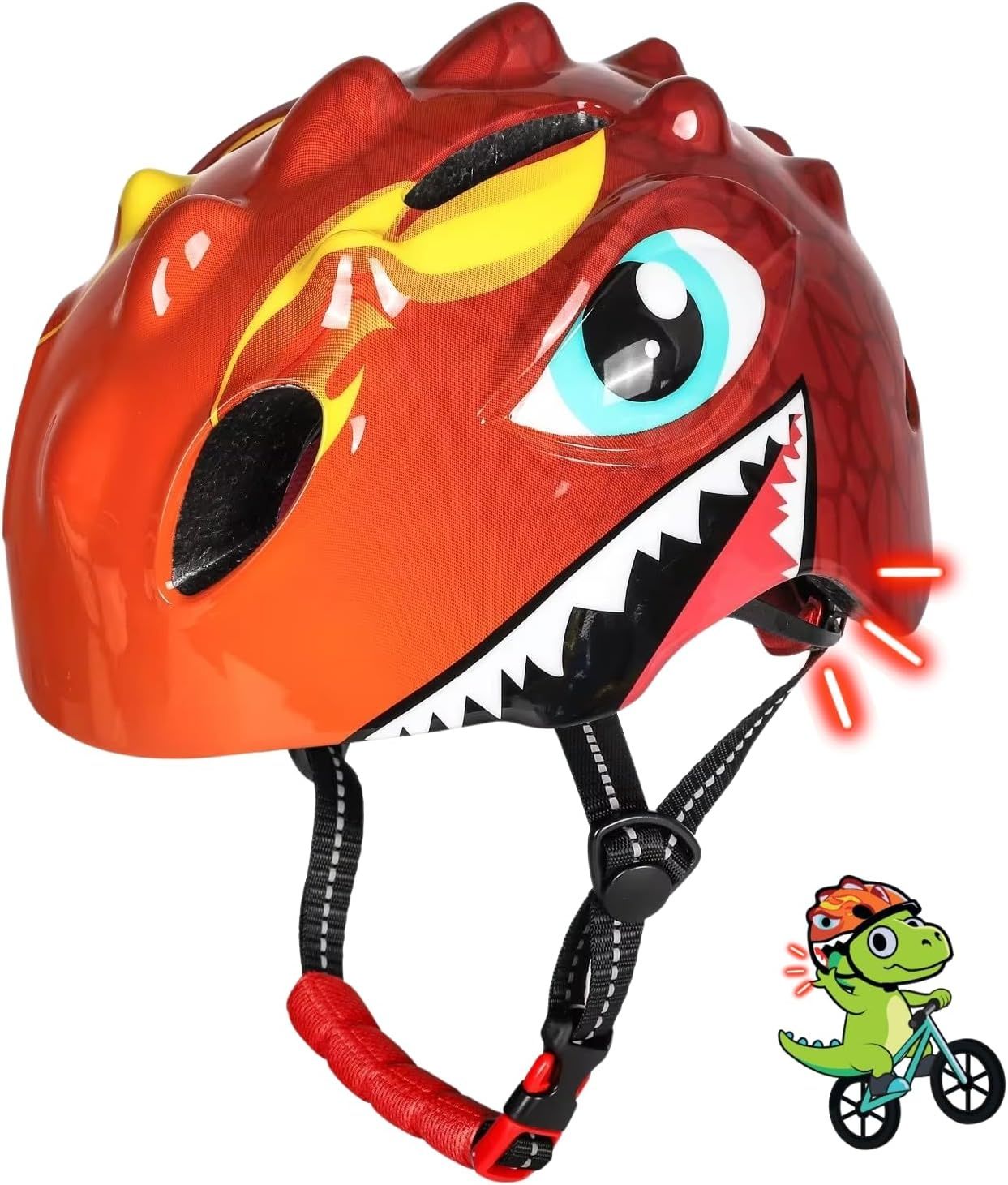 DINOX kask dziecięcy Dinozaur, regulowany dla dzieci 3-8 lat (51-54 cm)