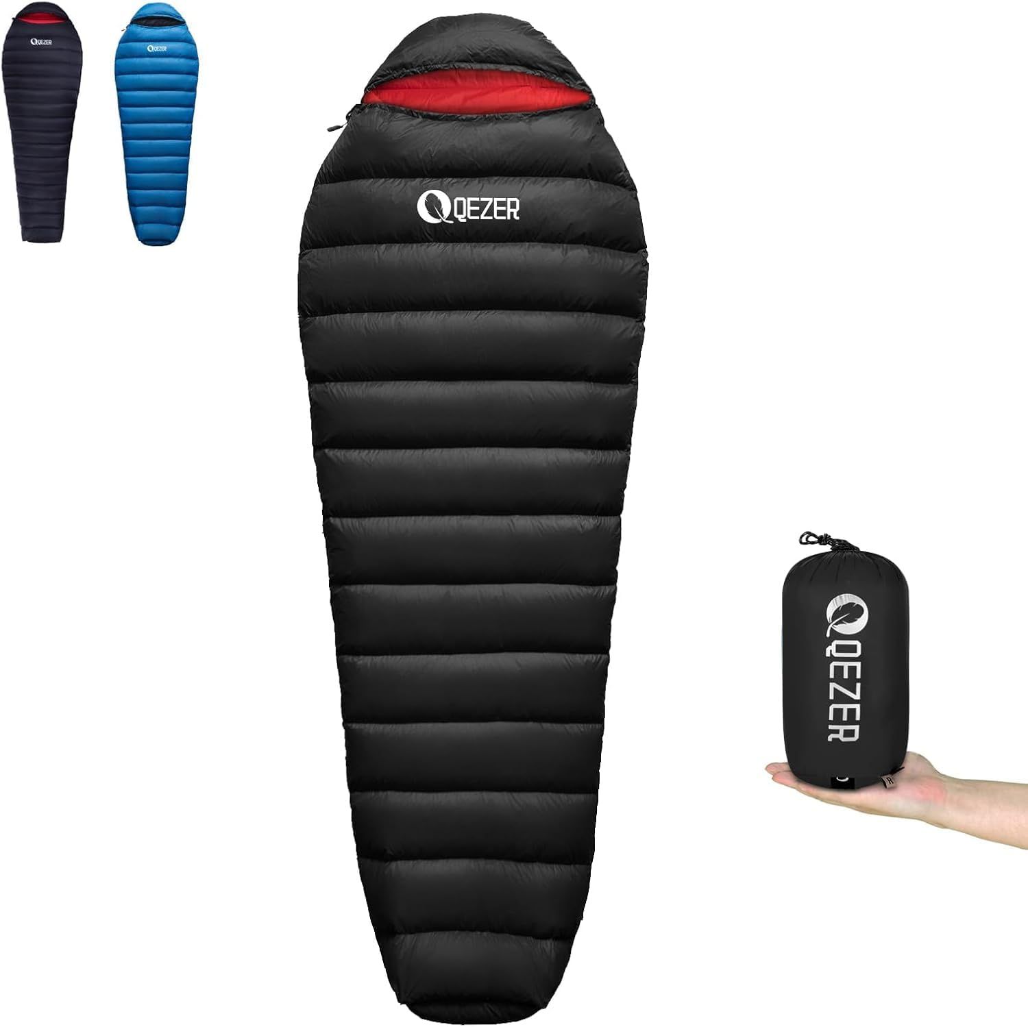 QEZER Śpiwór puchowy - 5 ℃, 3~4 Sezony Ultralekki 660 FP