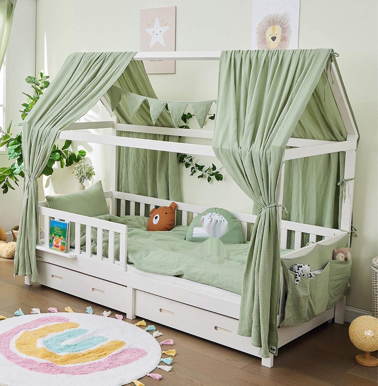 ALAVYA HOME 3-częściowy zestaw dekoracyjny do łóżka w kształcie domu