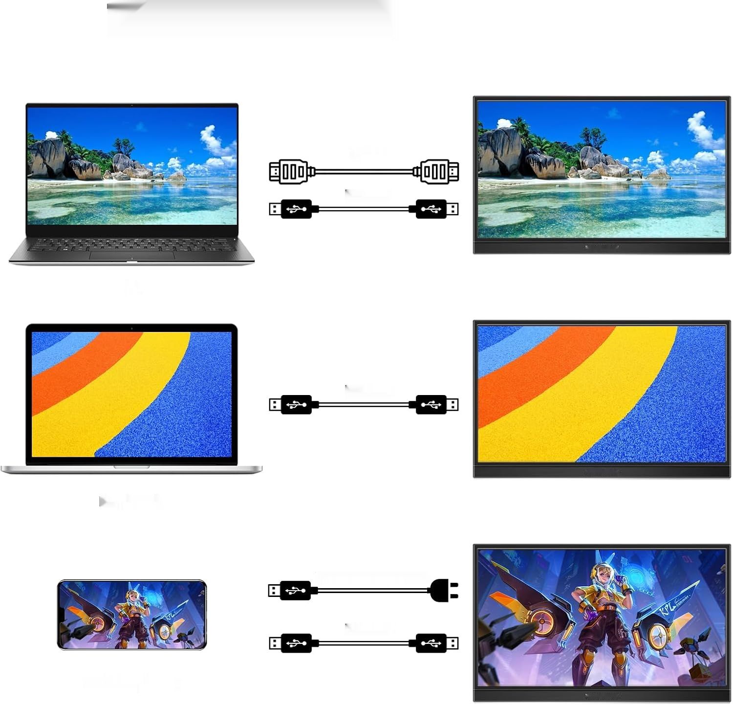 Thinlerain 15 cali przenośny monitor dotykowy USB C 1920 x 1080p IPS HDMI