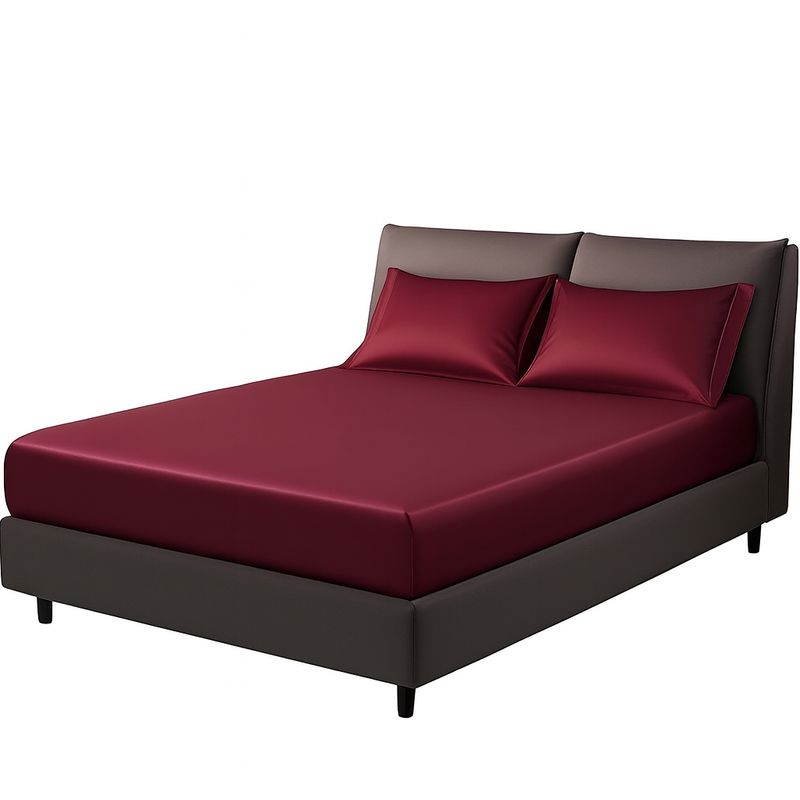 Luowei Satynowe Prześcieradło z gumką 180 x 200 cm w kolorze czerwonego wina