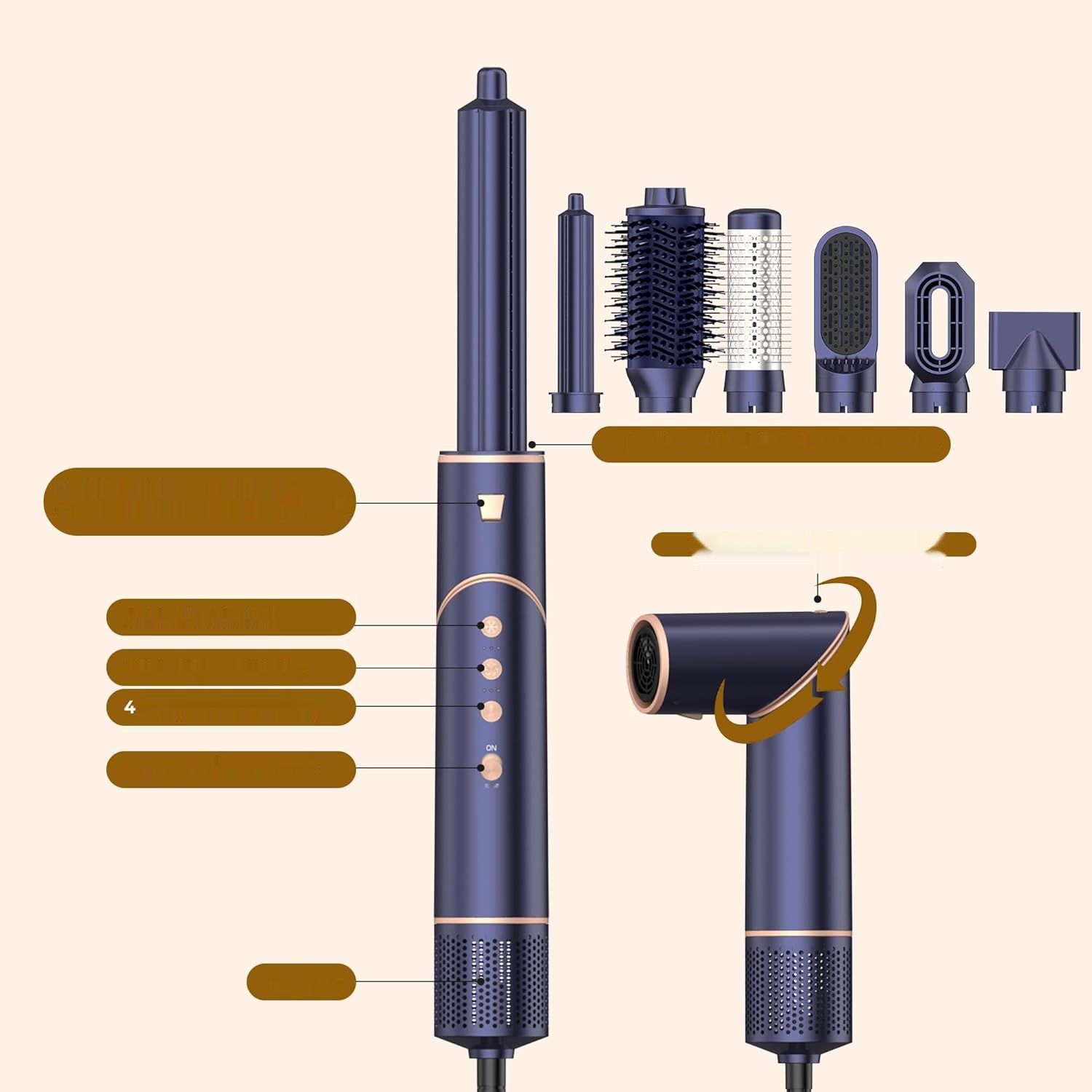 UKLISS 7 w 1 Pro Airstyler i Szybkoschnąca Suszarka do Włosów z Jonizacją