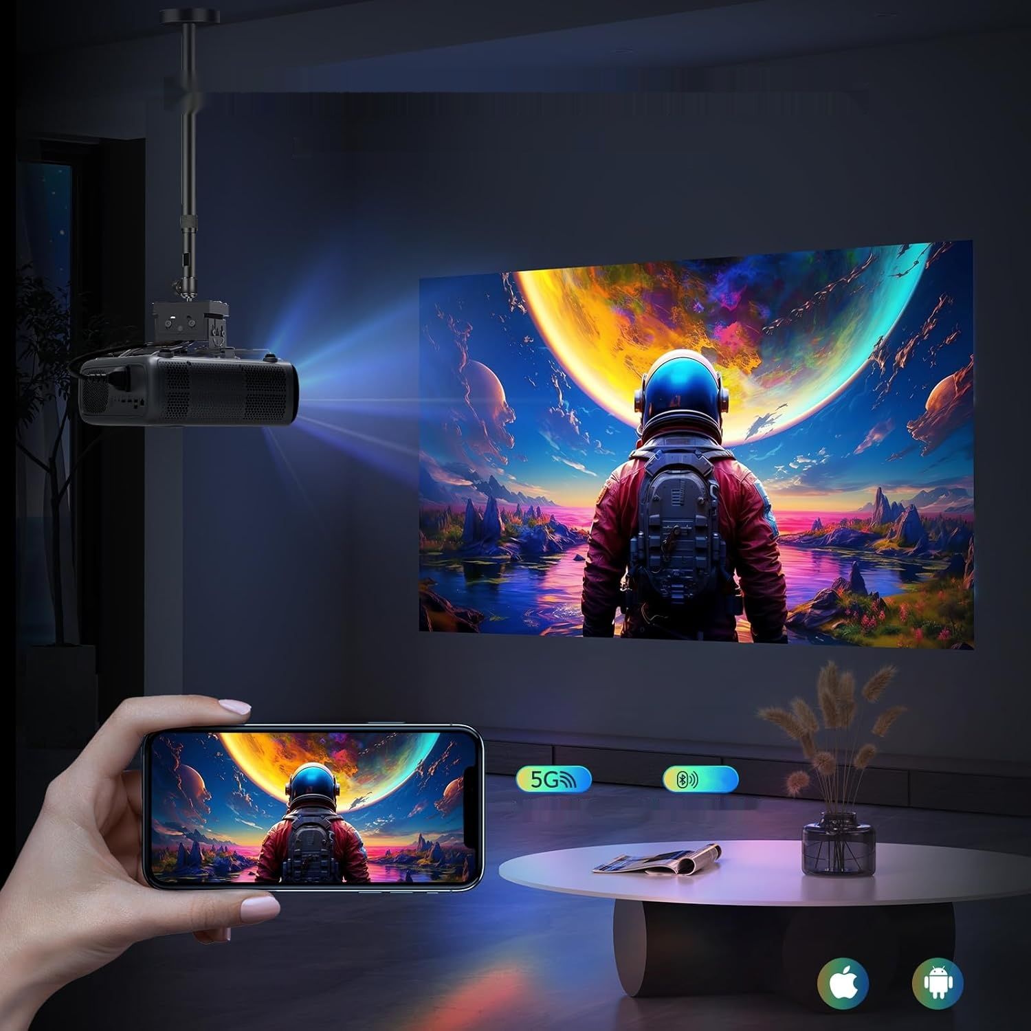 NexiGo PJ40 (Gen 3) Projektor z WiFi i Bluetooth, 1080P Native, 4K