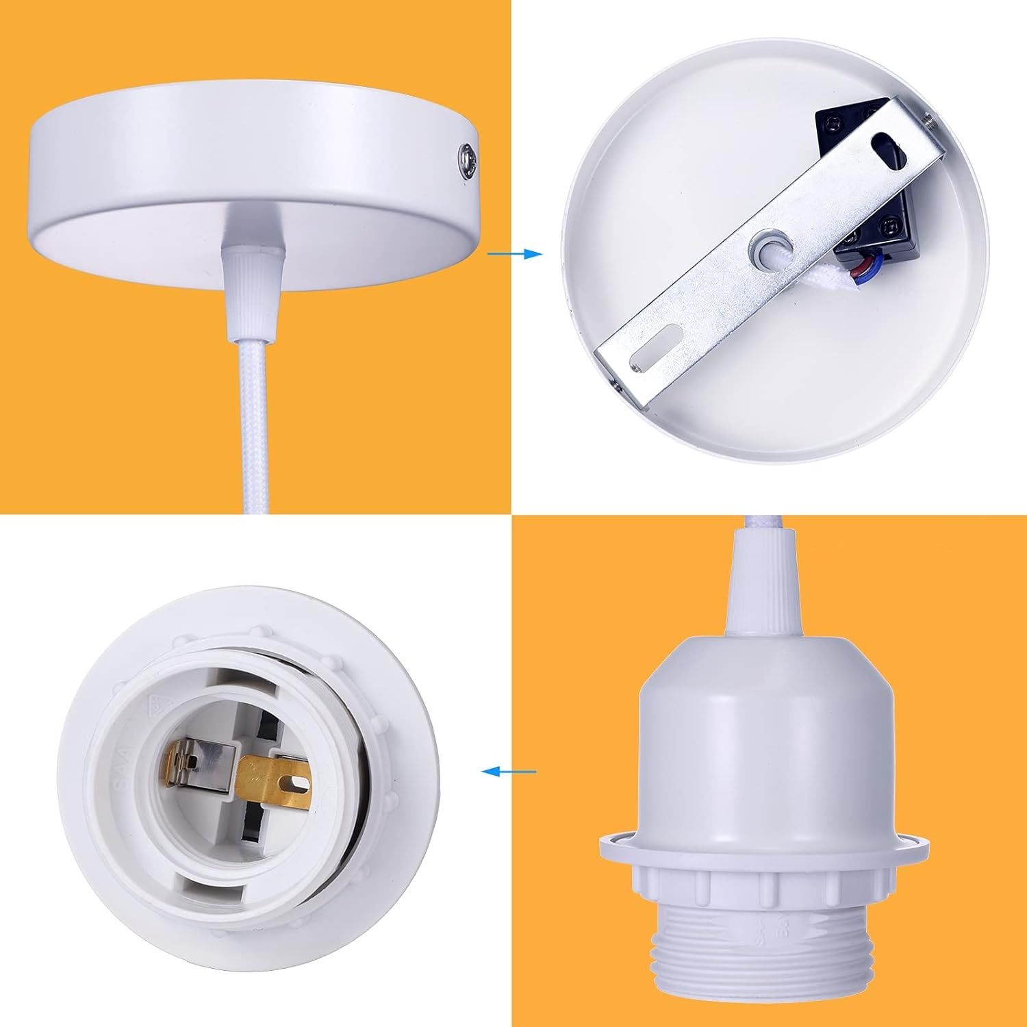 Linkind Portalampa E27, oprawki na żarówki, regulowany kabel 100 cm, 2 szt.