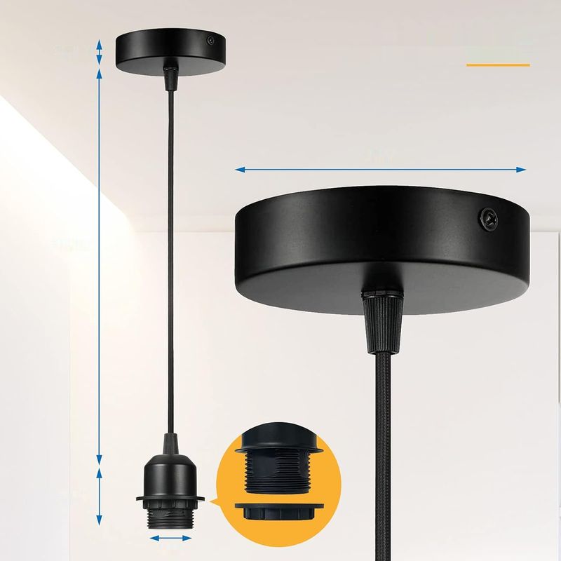 Linkind Oprawka Lampy Metalowej E27, Zestaw 2 sztuk, Czarny.