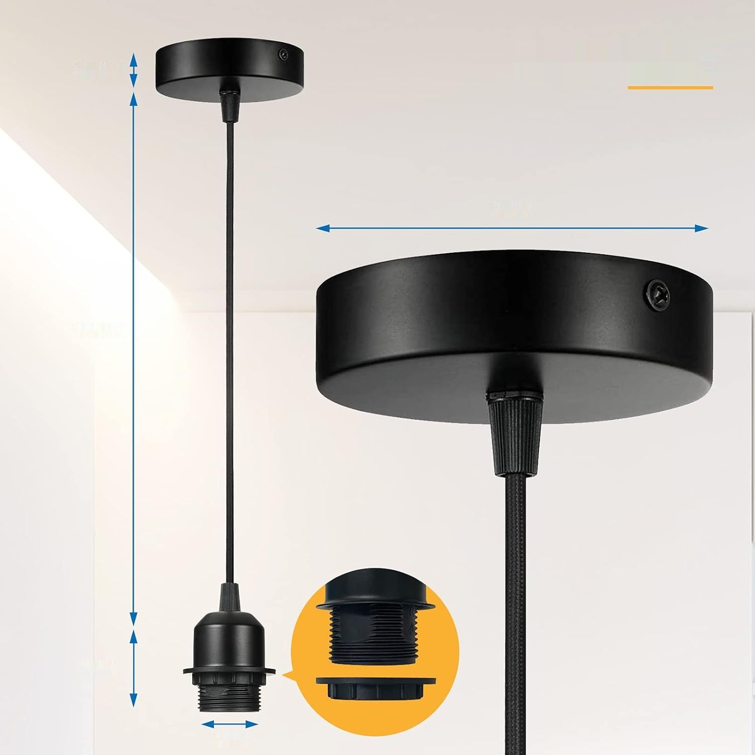 Linkind Oprawka Lampy Metalowej E27, Zestaw 2 sztuk, Czarny.