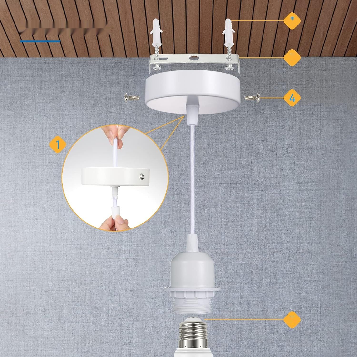 Linkind Portalampa E27, oprawki na żarówki, regulowany kabel 100 cm, 2 szt.