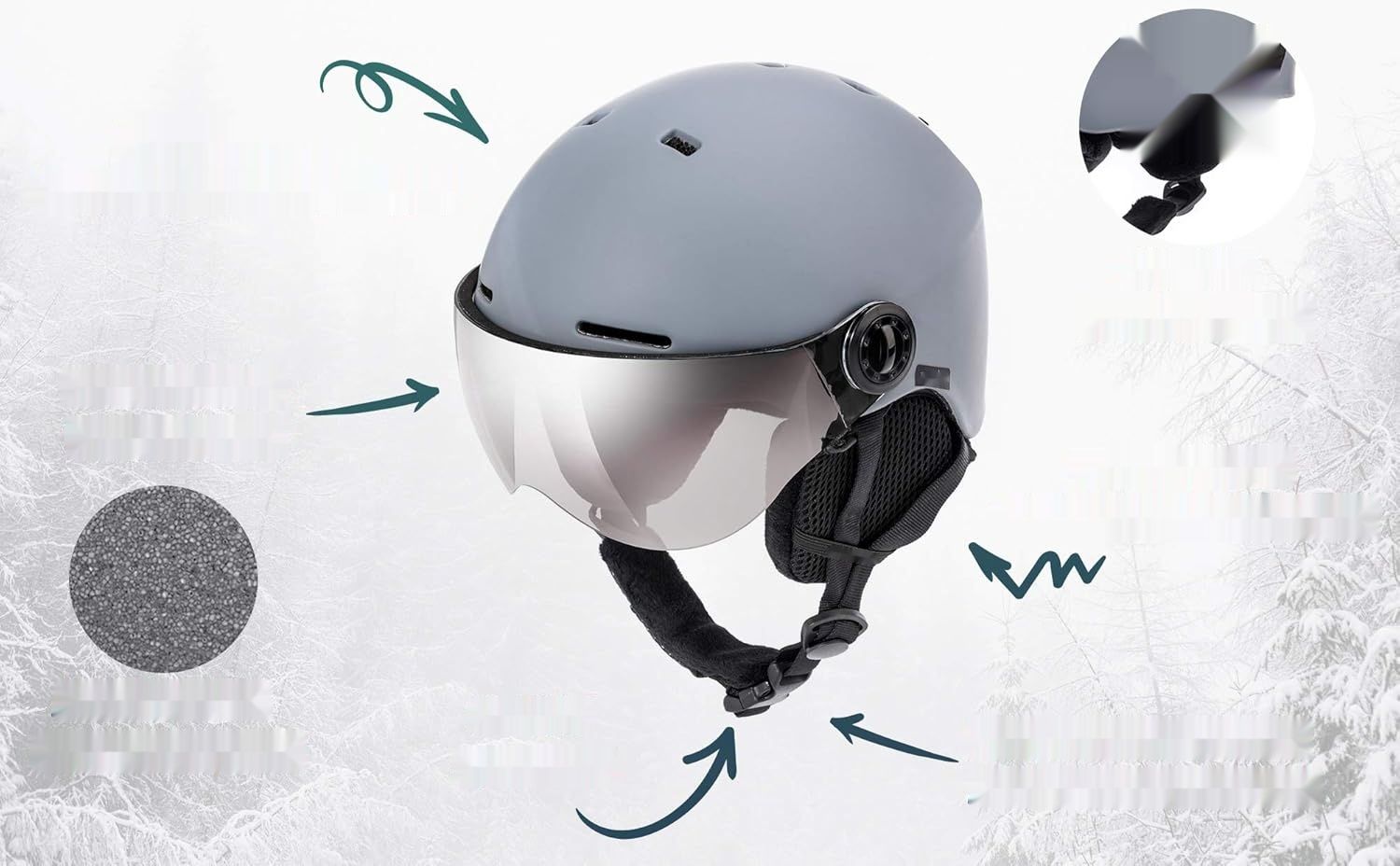 Kask narciarski z nausznikami, certyfikowany do snowboardu.