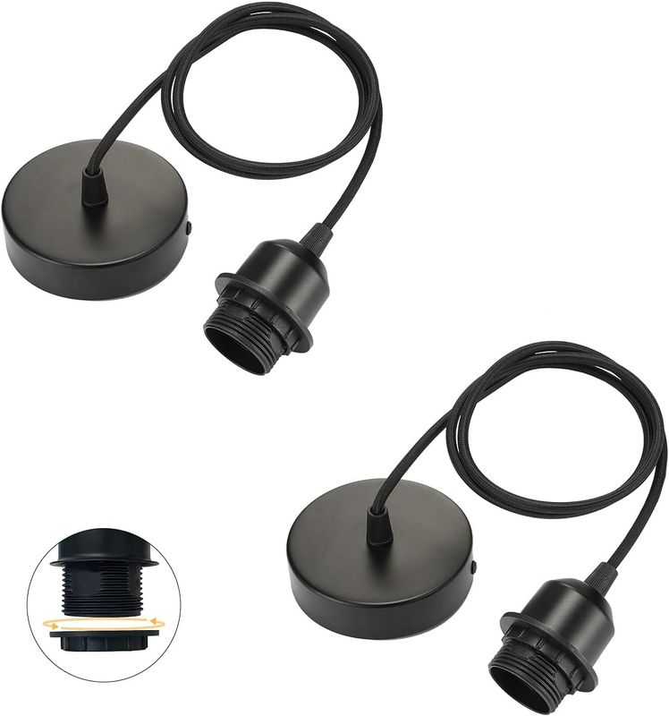 Linkind Oprawka Lampy Metalowej E27, Zestaw 2 sztuk, Czarny.