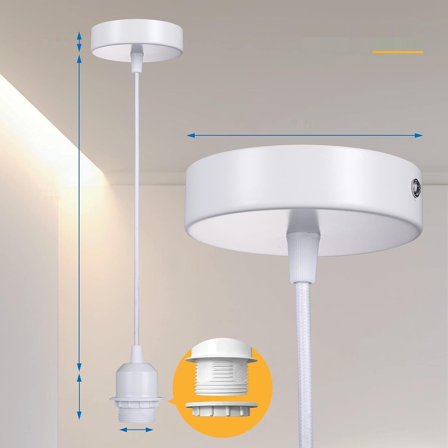 Linkind Portalampa E27, oprawki na żarówki, regulowany kabel 100 cm, 2 szt.