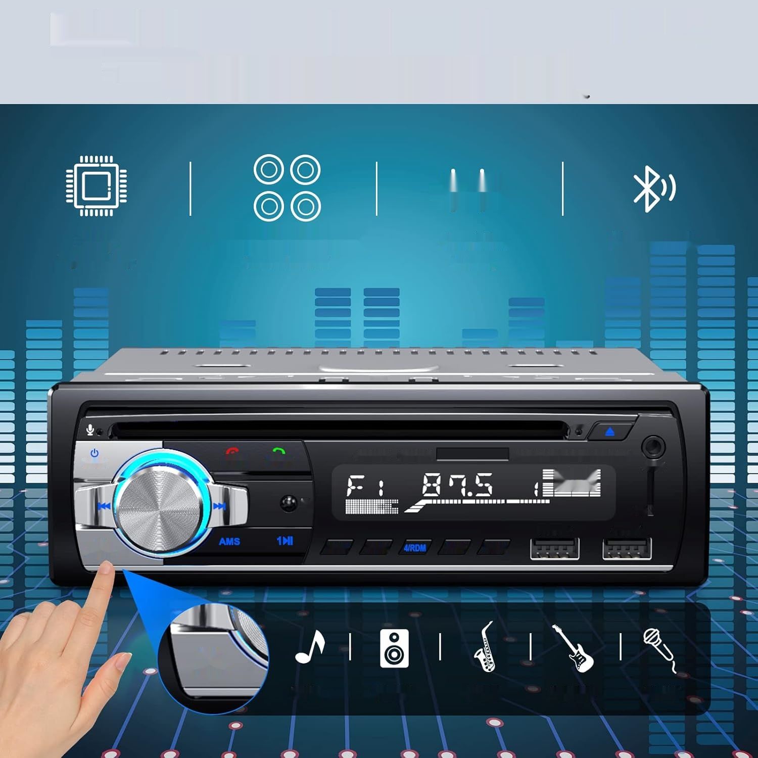 CENXINY Radio Samochodowe z CD Bluetooth RDS 1 DIN Odtwarzacz MP3/Radio FM