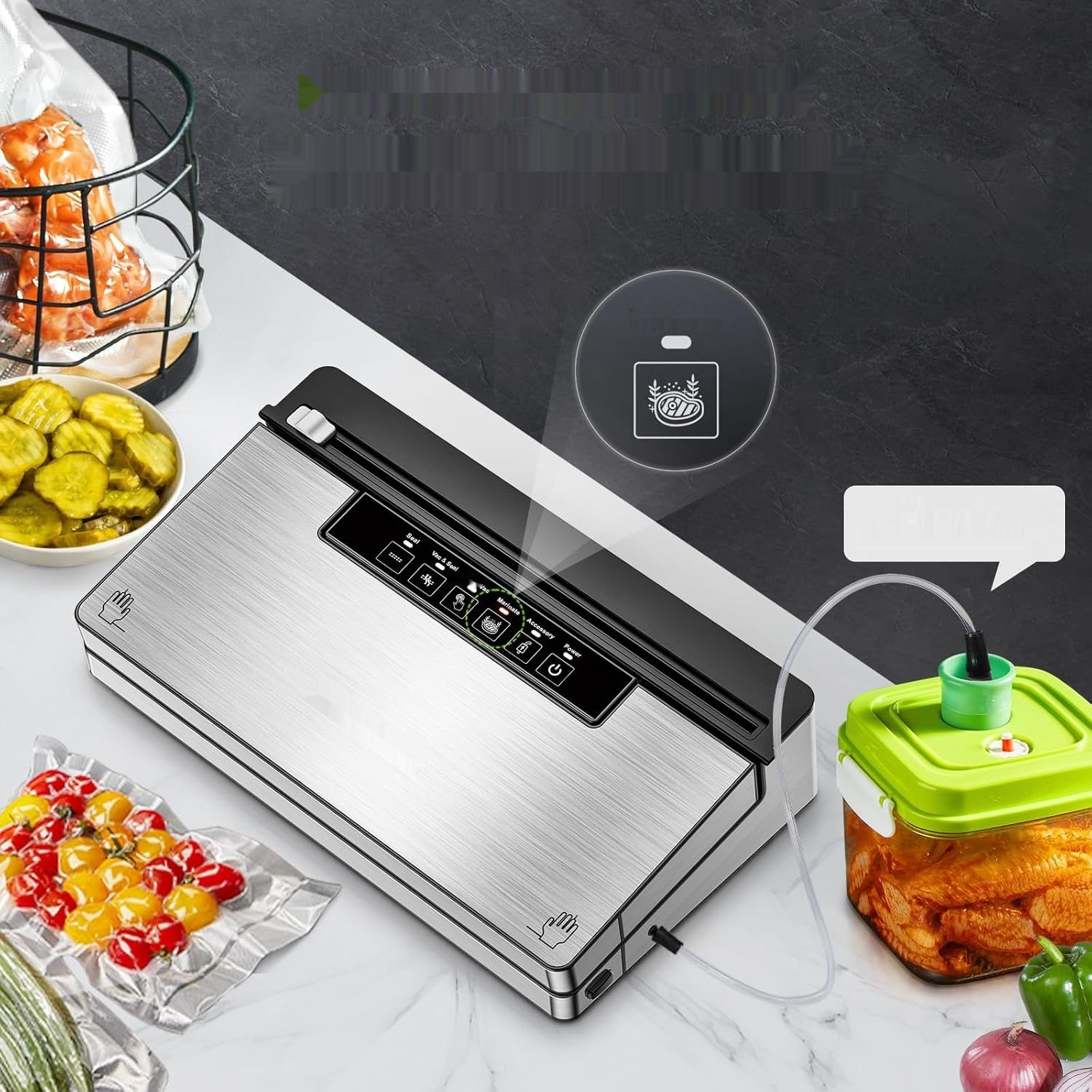 Bonsenkitchen Pakowarka Próżniowa z 5 Trybami, 8 L/Min