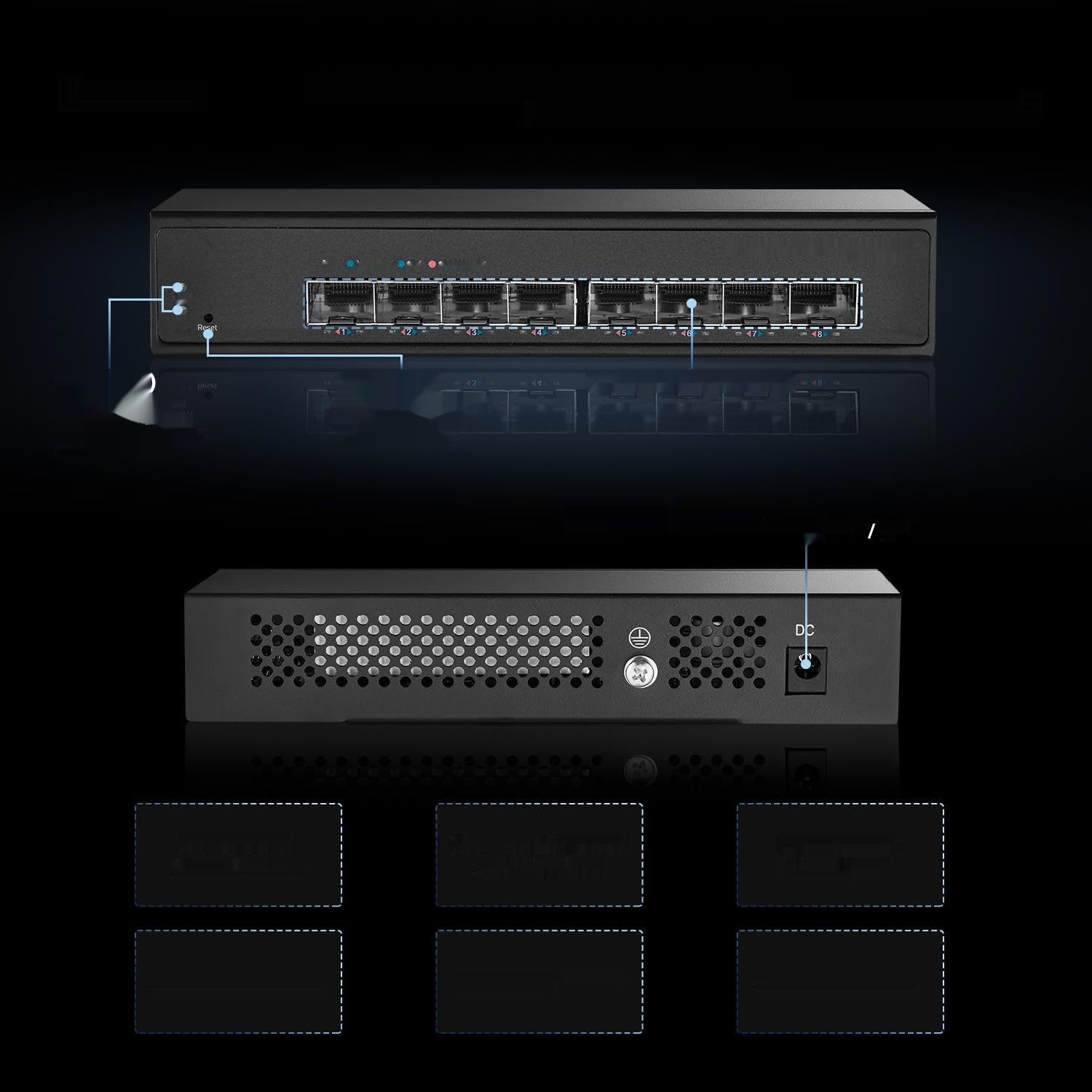 Binardat 8 portowy przełącznik 10 Gigabit SFP Managed