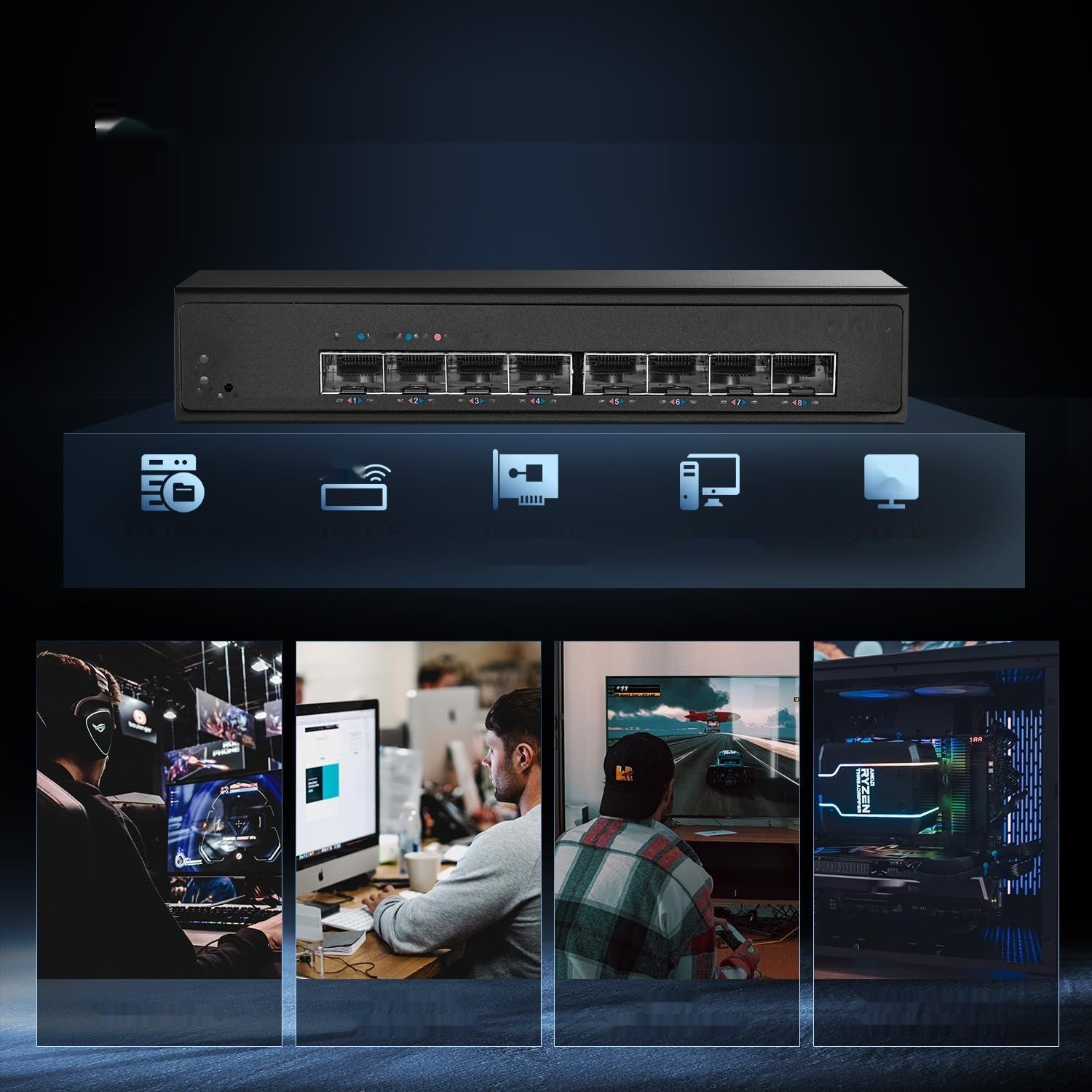 Binardat 8 portowy przełącznik 10 Gigabit SFP Managed