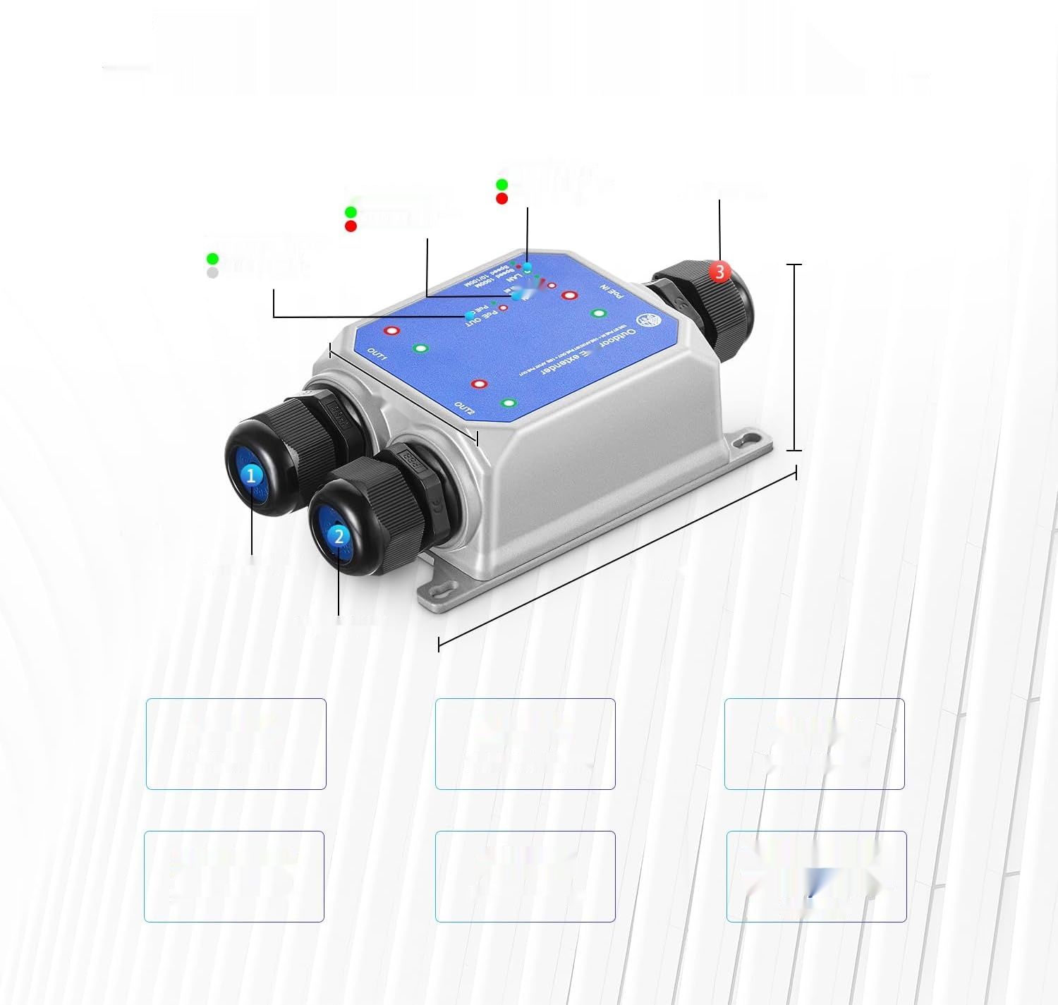 MokerLink IP67 zewnętrzny 3-portowy extender Gigabit PoE