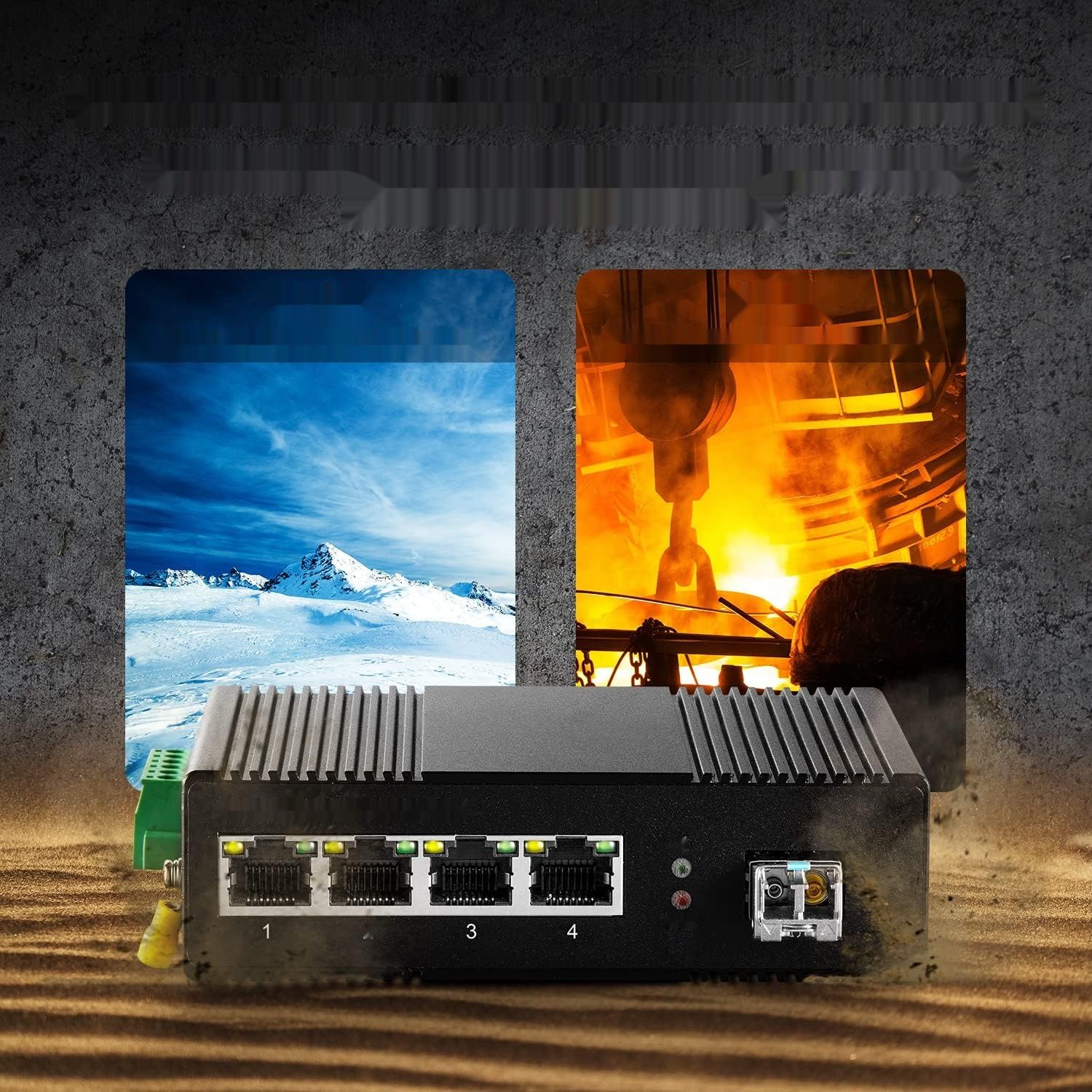 Binardat 5-portowy przemysłowy przełącznik Ethernet Din Rail PoE Gigabit