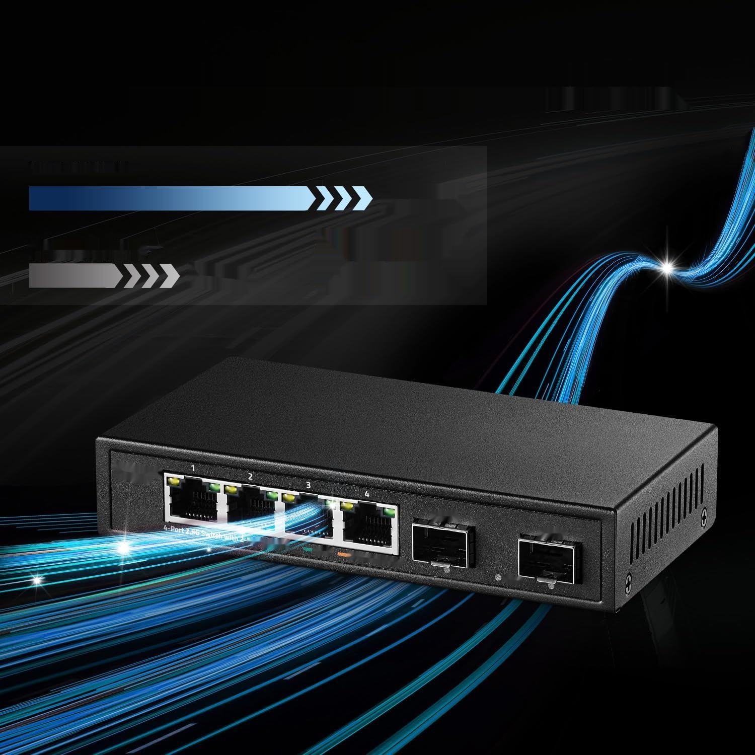 MokerLink 4-portowy przełącznik Ethernet 2,5 G z 2 x 10G SFP