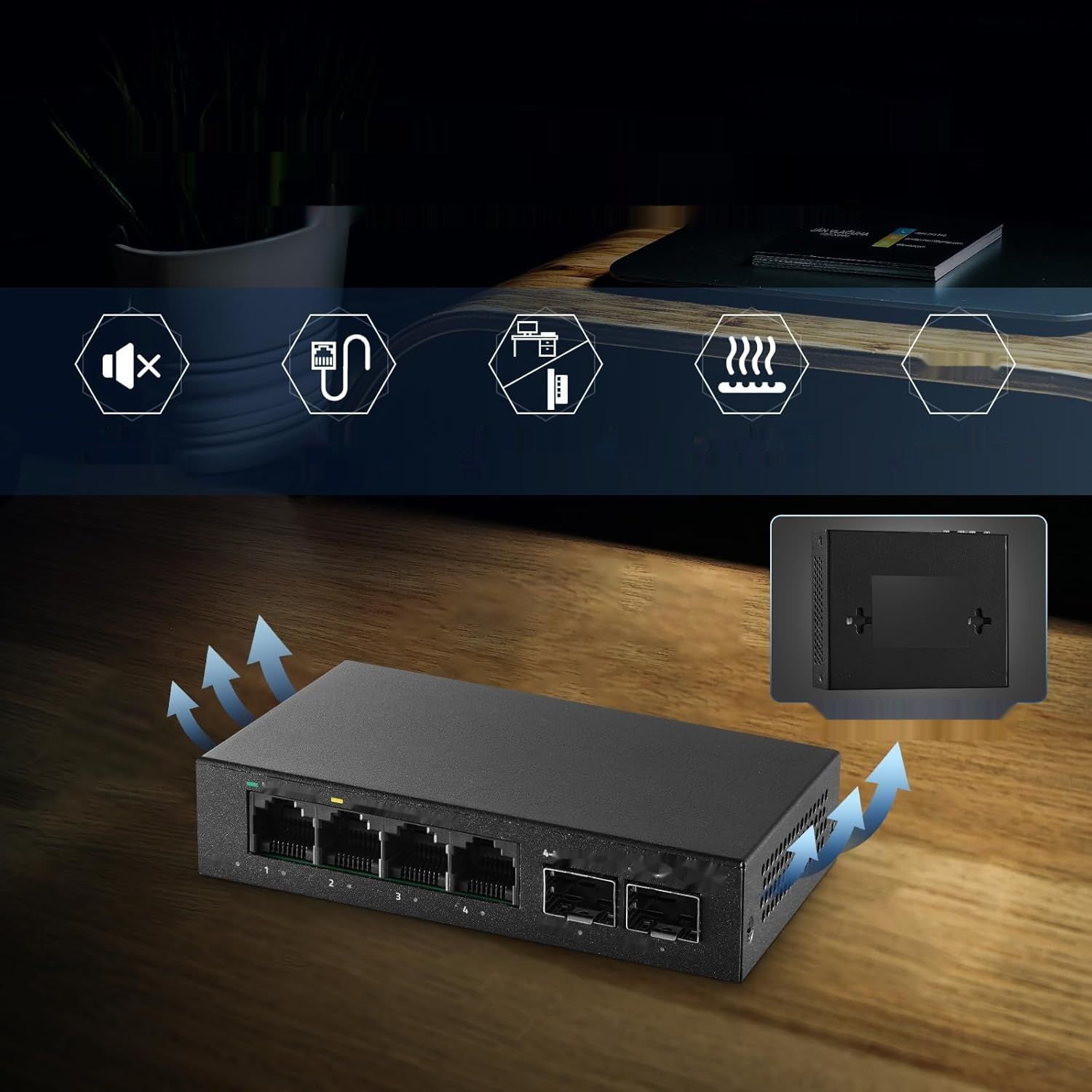 MokerLink 4-portowy przełącznik Ethernet 2,5 G z gniazdem 2 x 10G SFP+
