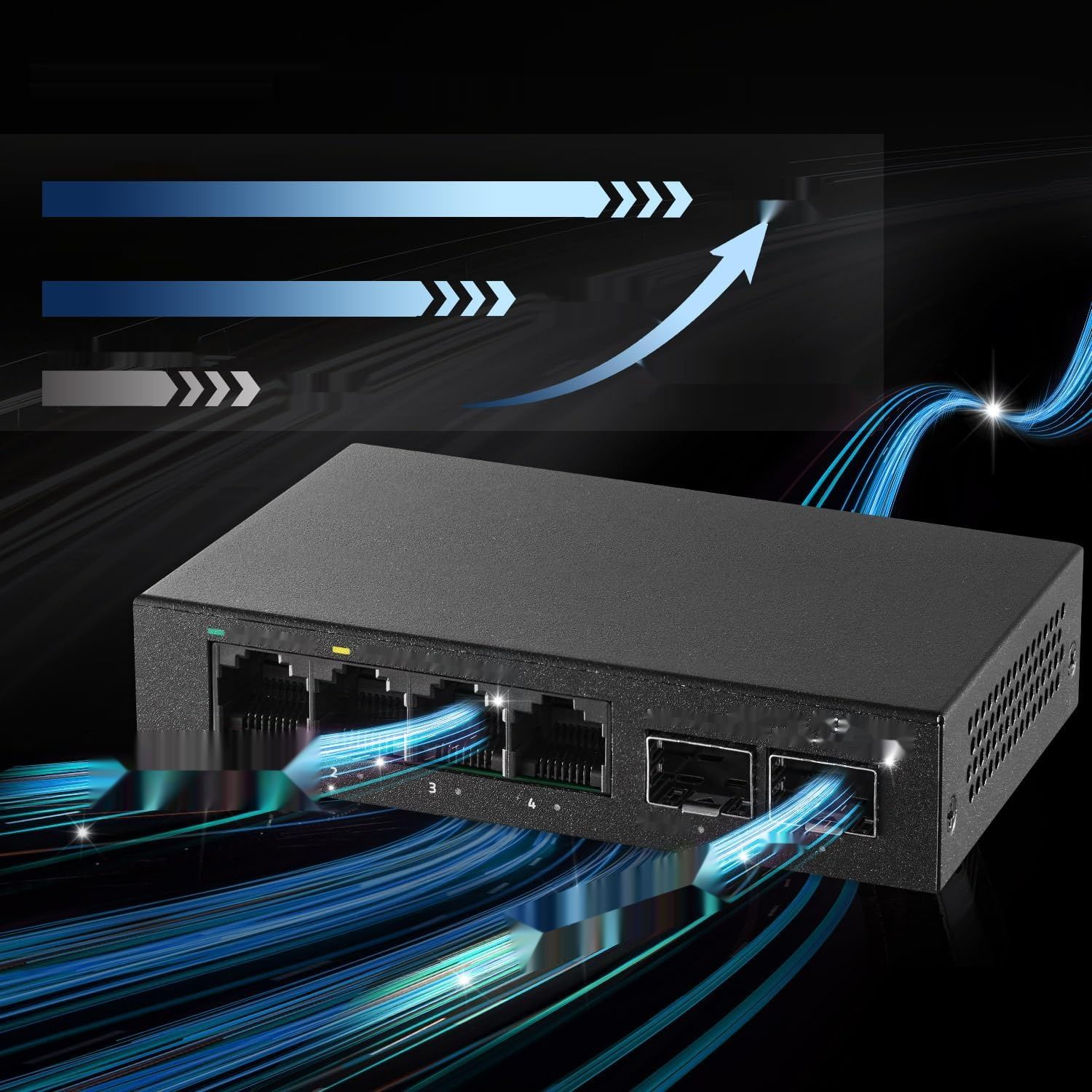 MokerLink 4-portowy przełącznik Ethernet 2,5 G z gniazdem 2 x 10G SFP+