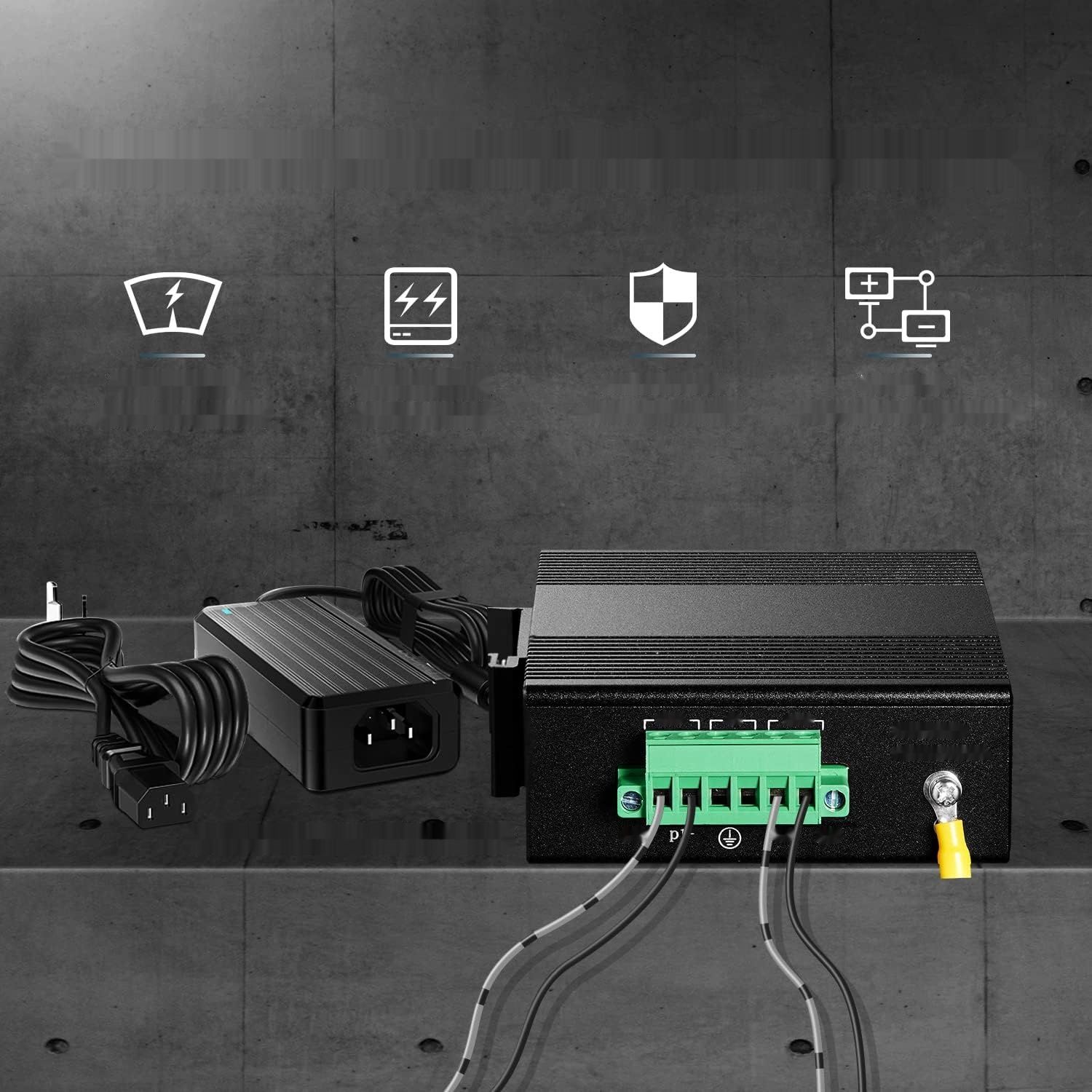 Binardat 5-portowy przemysłowy przełącznik Ethernet Din Rail PoE Gigabit