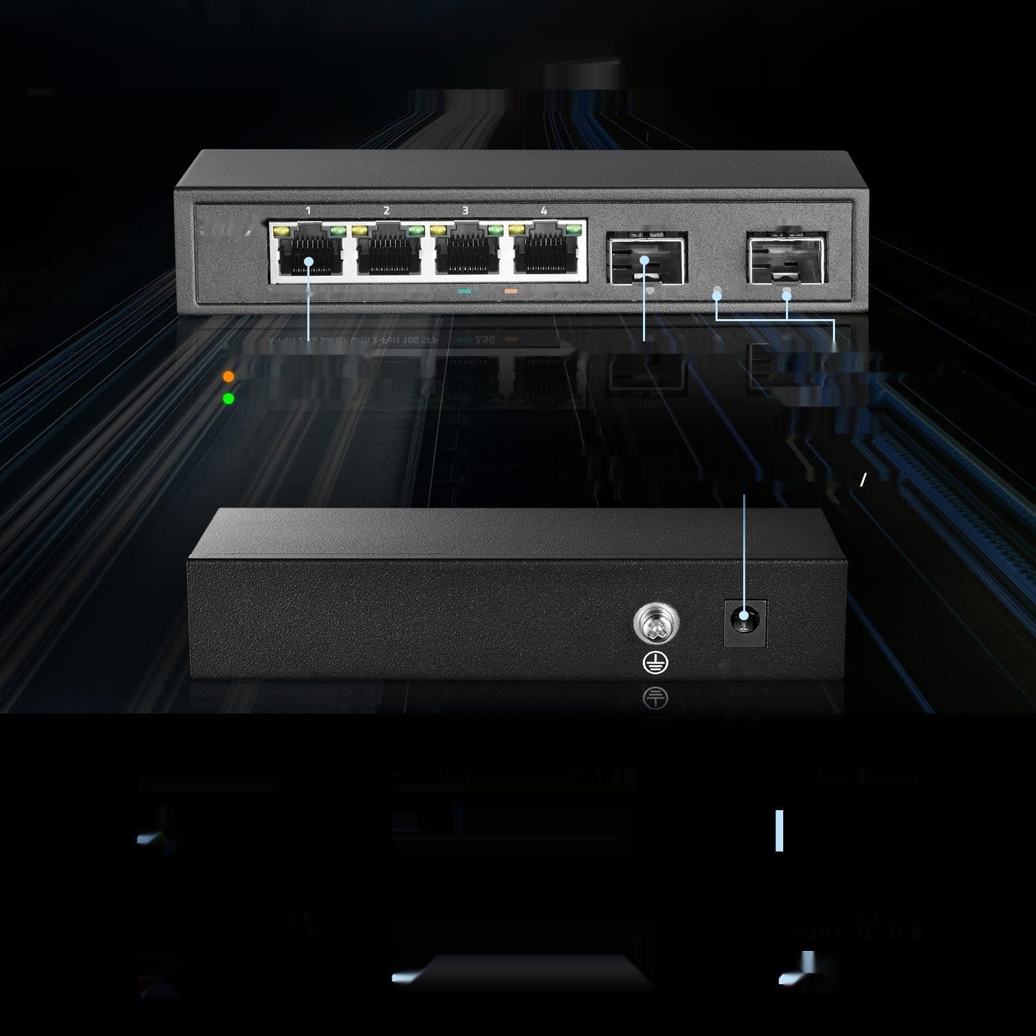 Przełącznik Ethernet MokerLink z 4 portami 2,5 G oraz 2 x 10G SFP.