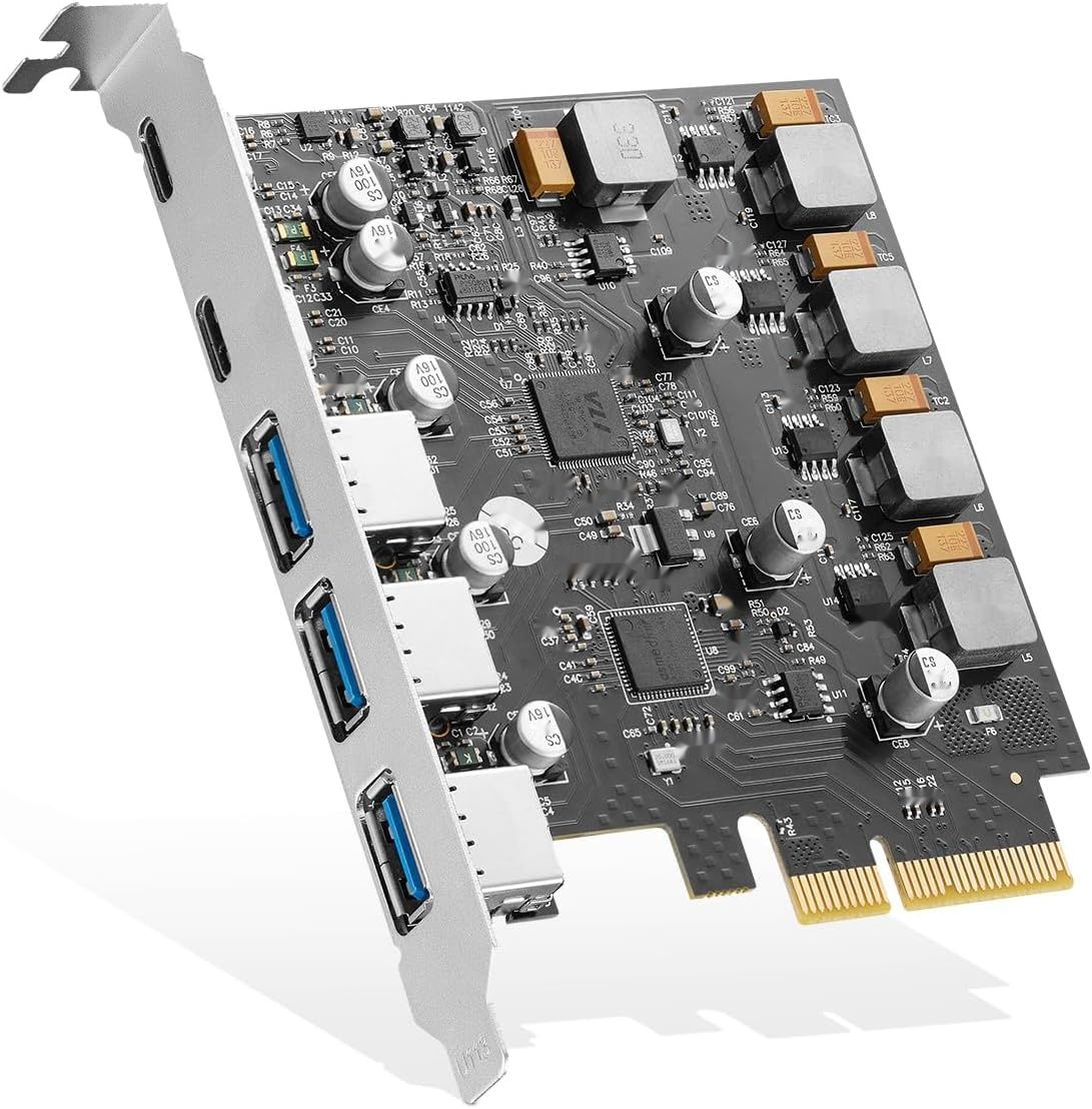 Binardat PCIE do USB 3.1 Gen 2 karta rozszerzeń, 5 portów 10 Gbps