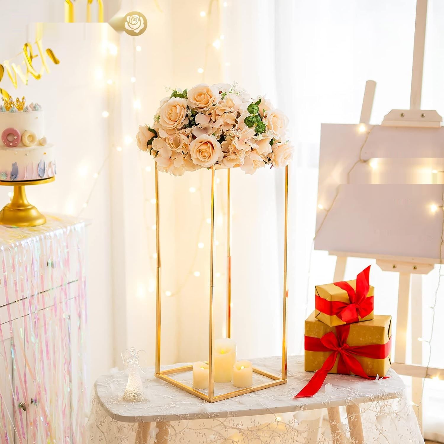 Nuptio Złoty wazon, 2 szt., 60 cm, metalowy wazon podłogowy