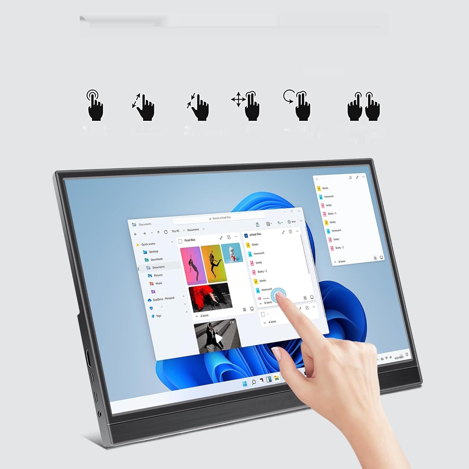 Thinlerain 15 cali przenośny monitor dotykowy USB C 1920 x 1080p IPS HDMI