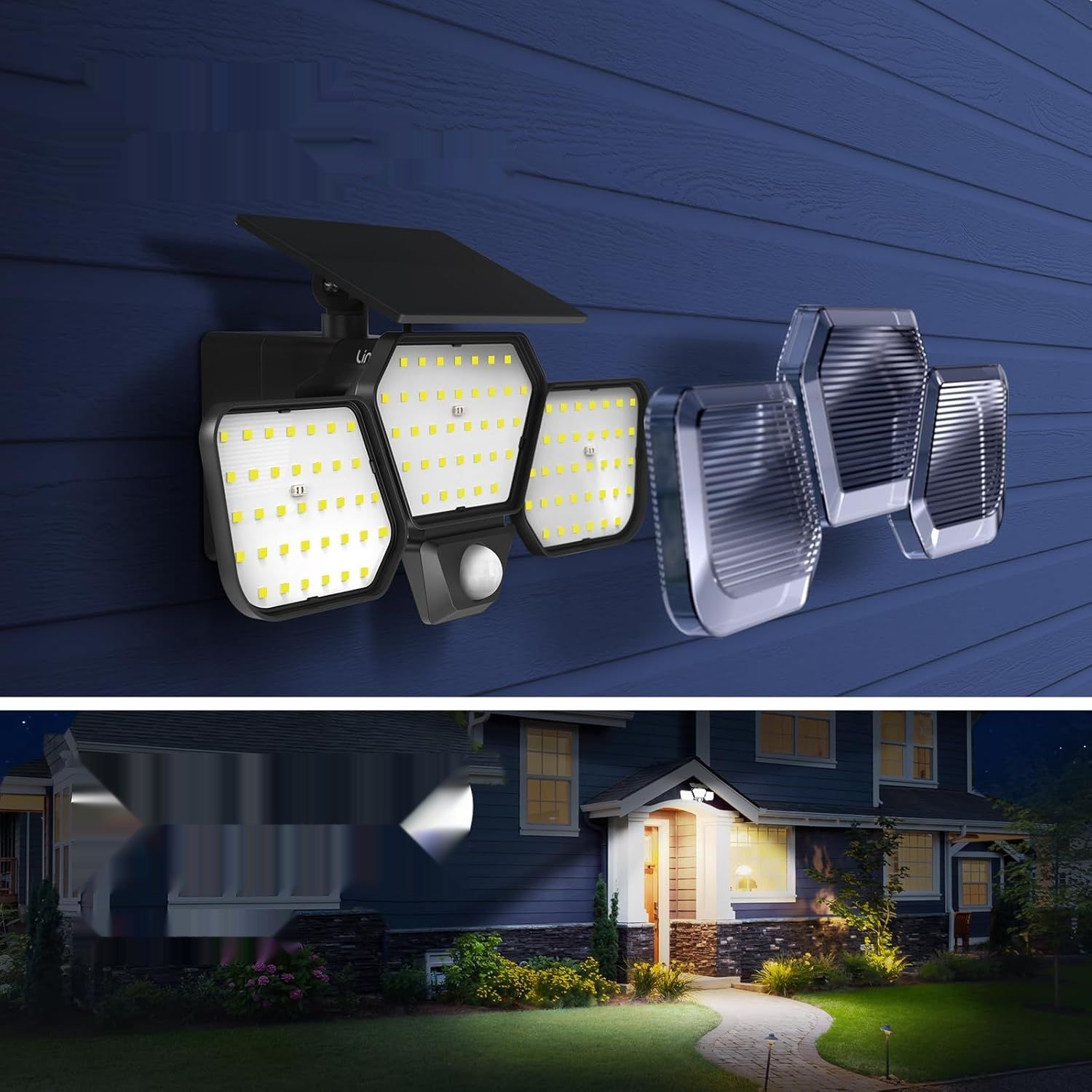 Linkind Lampa Solarna Zewnętrzna, 1600lm, 105 LED Reflektor, IP65