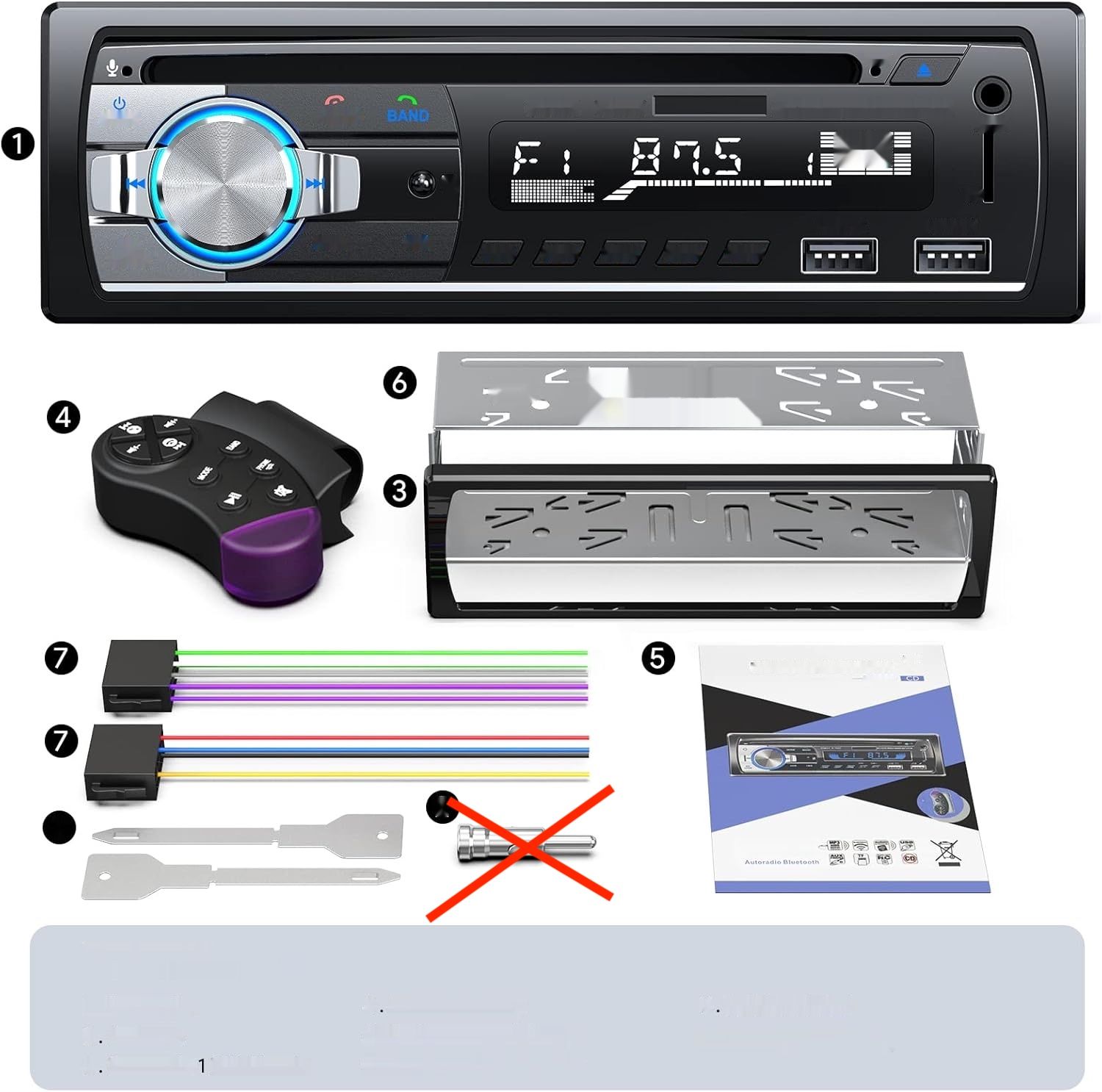 CENXINY Radio Samochodowe z CD Bluetooth RDS 1 DIN Odtwarzacz MP3/Radio FM