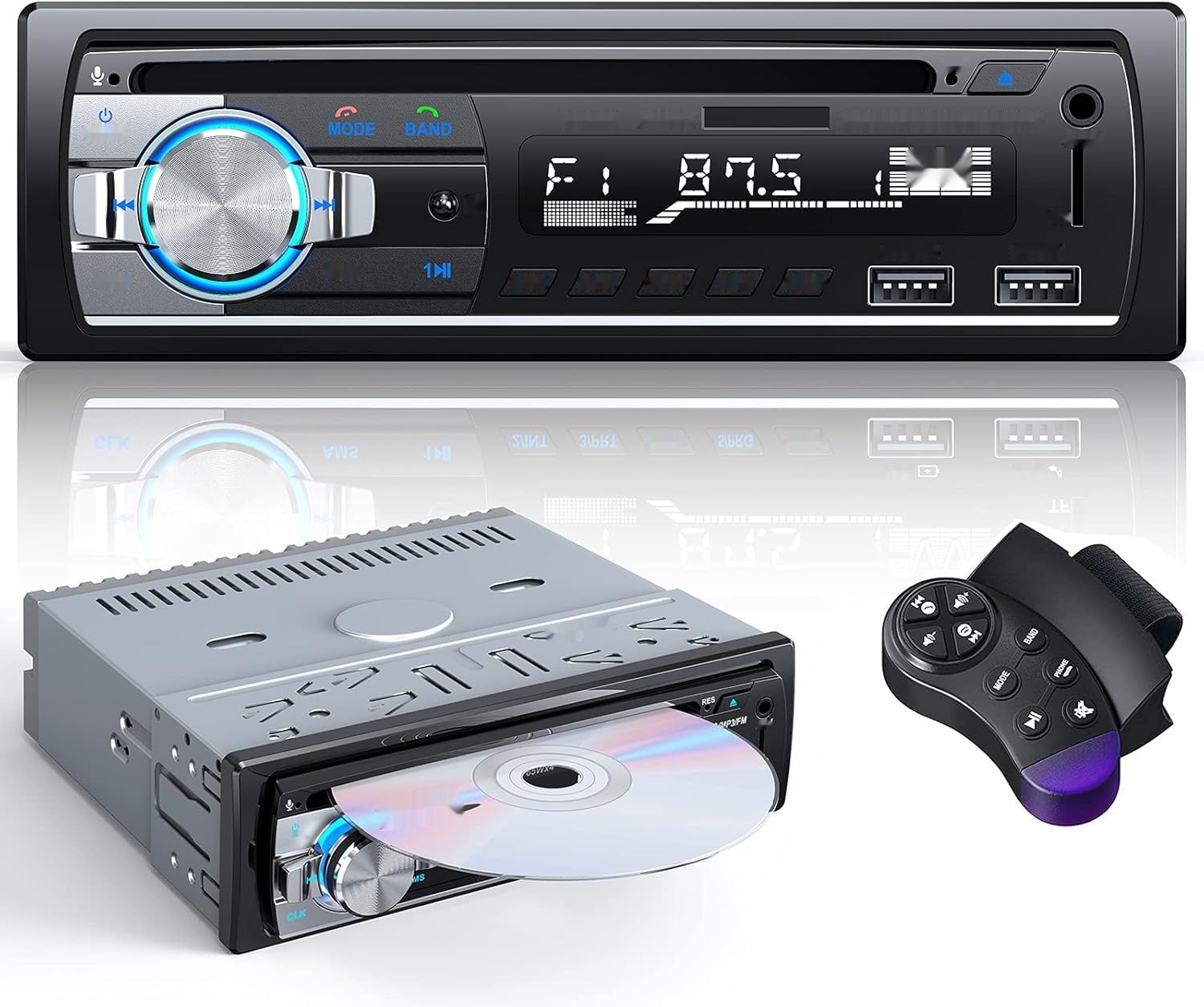 CENXINY Radio Samochodowe z CD Bluetooth RDS 1 DIN Odtwarzacz MP3/Radio FM