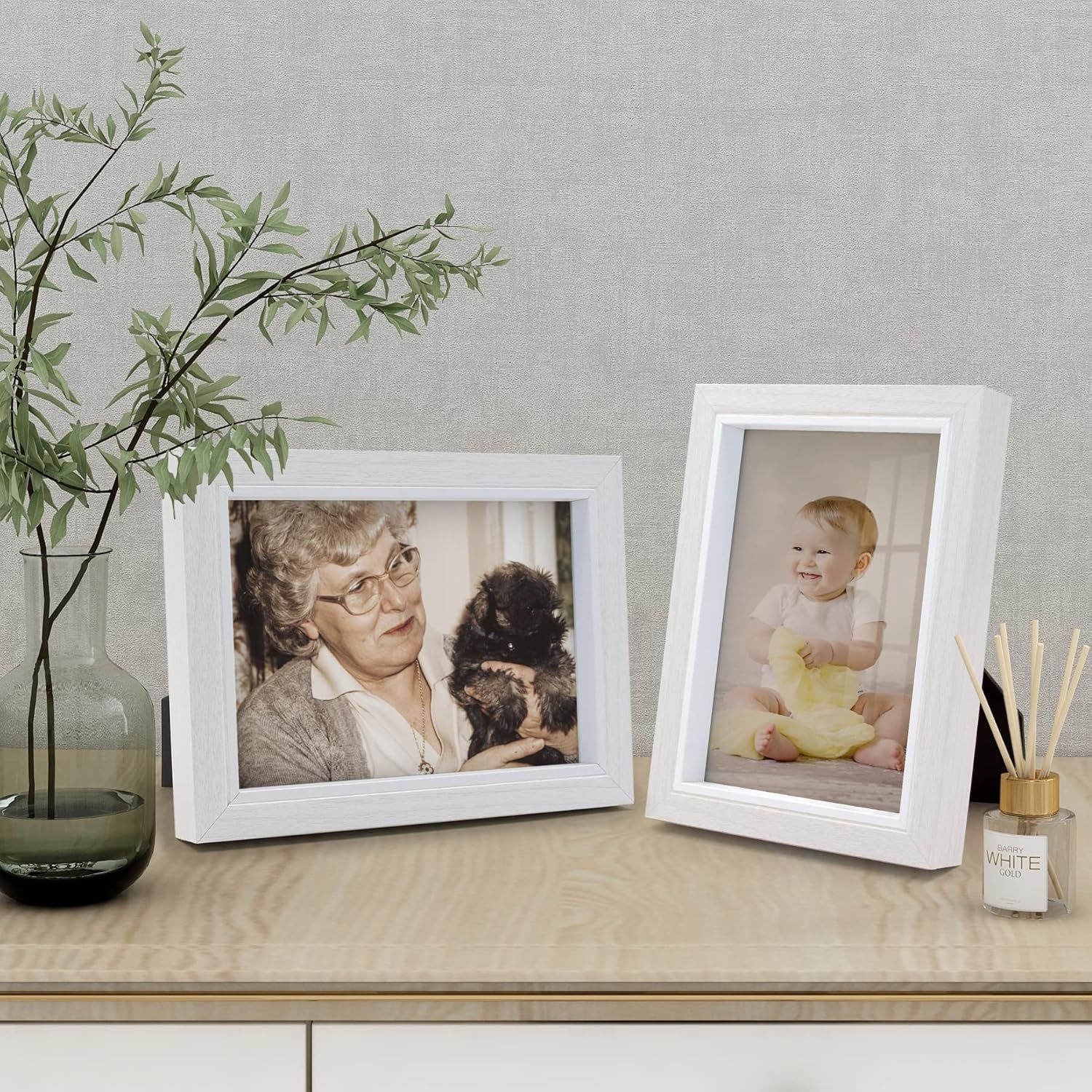 Biała ramka na zdjęcia 7 x 5 drewniane ramki na zdjęcia