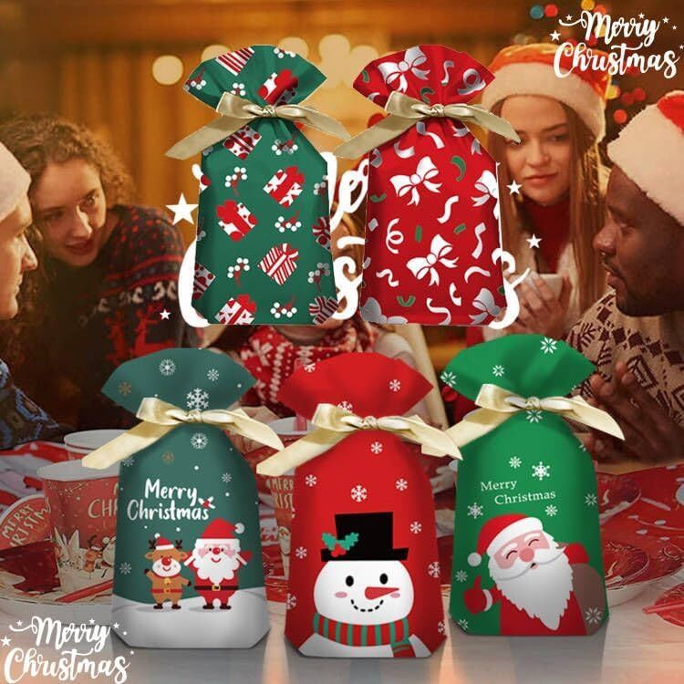 50 szt. Świąteczne torby na słodycze Świąteczne sznurek na prezent