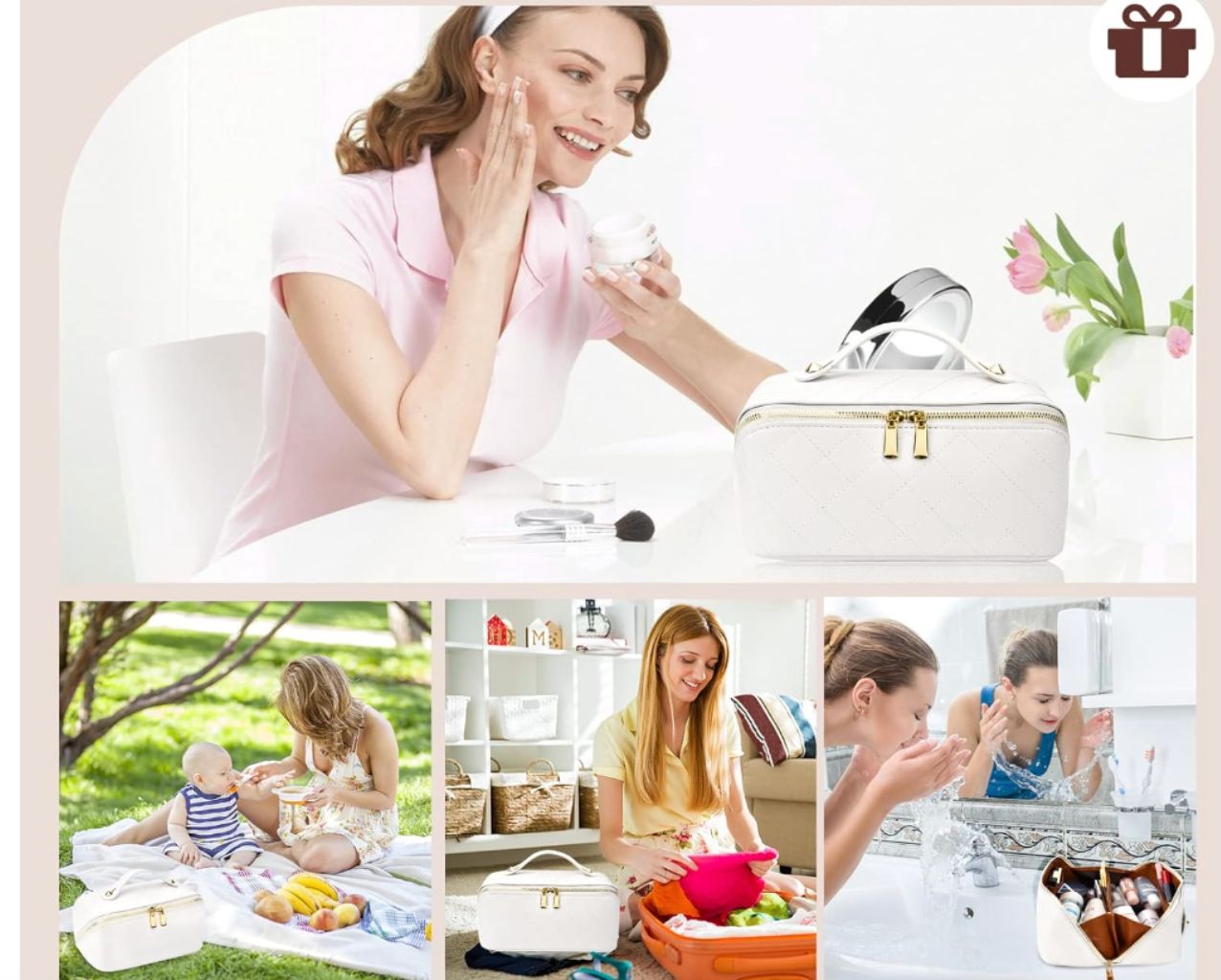 VOBUKE damska kosmetyczka wodoodporna skóra PU