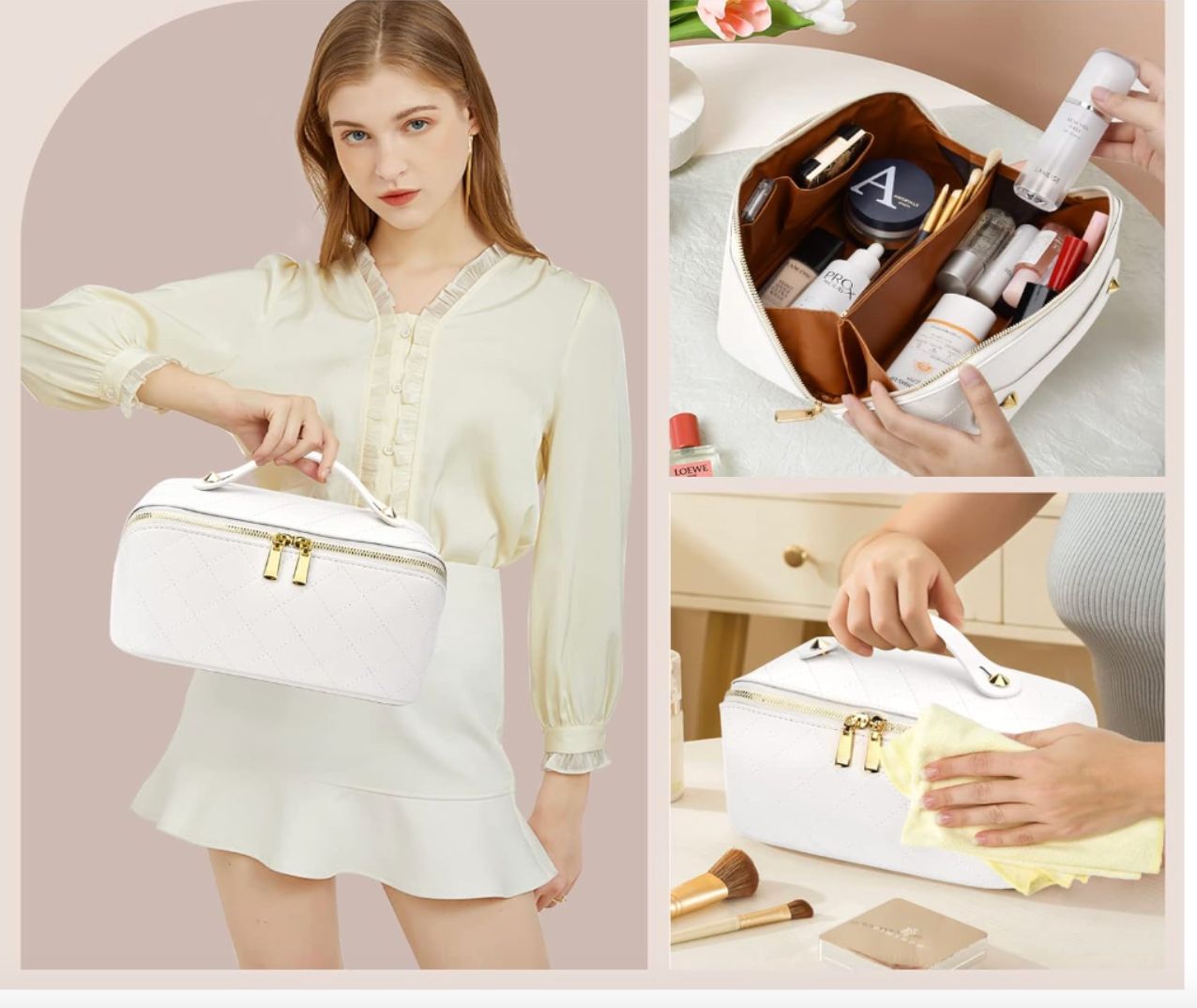 VOBUKE damska kosmetyczka wodoodporna skóra PU