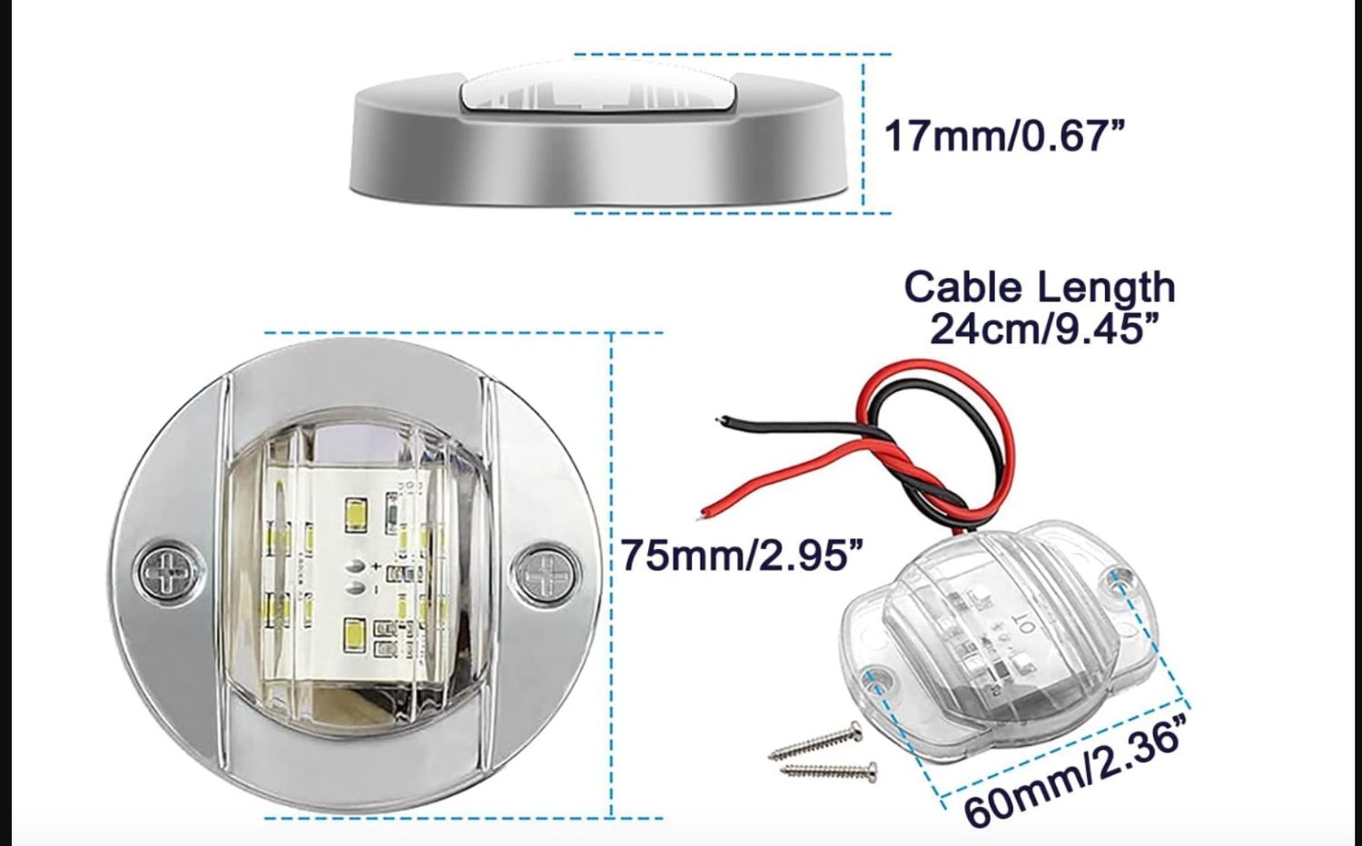 Greluma 4 sztuki Oświetlenie LED do łodzi morskich
