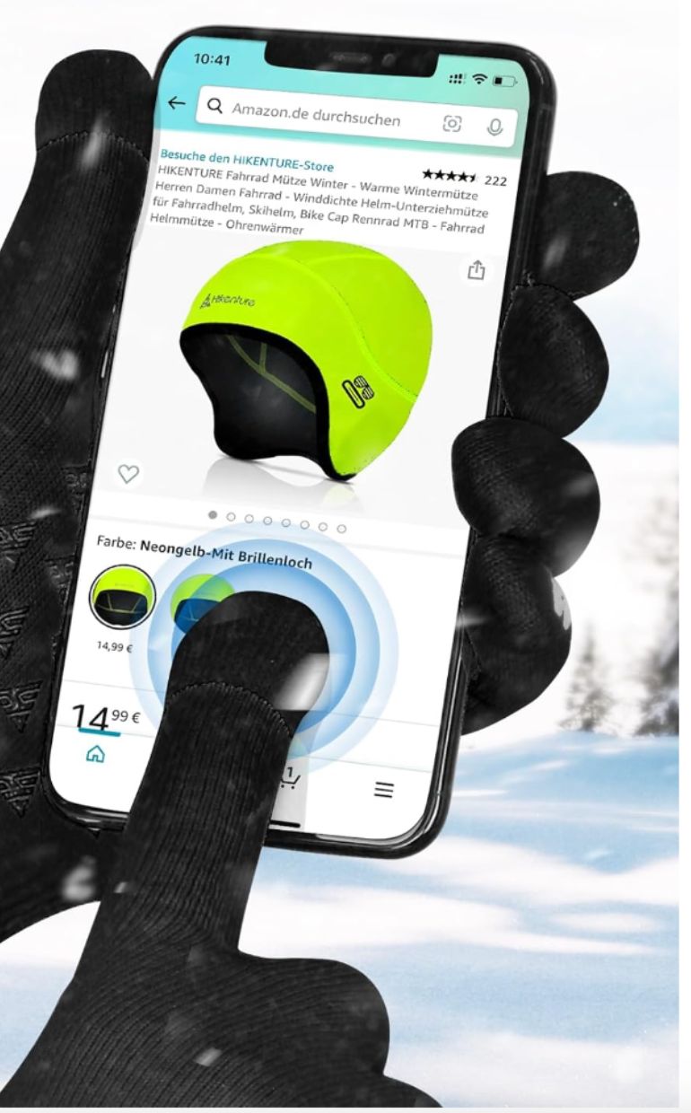 HIKENTURE Dziergane rękawiczki rowerowe, zimowe, wodoszczelne