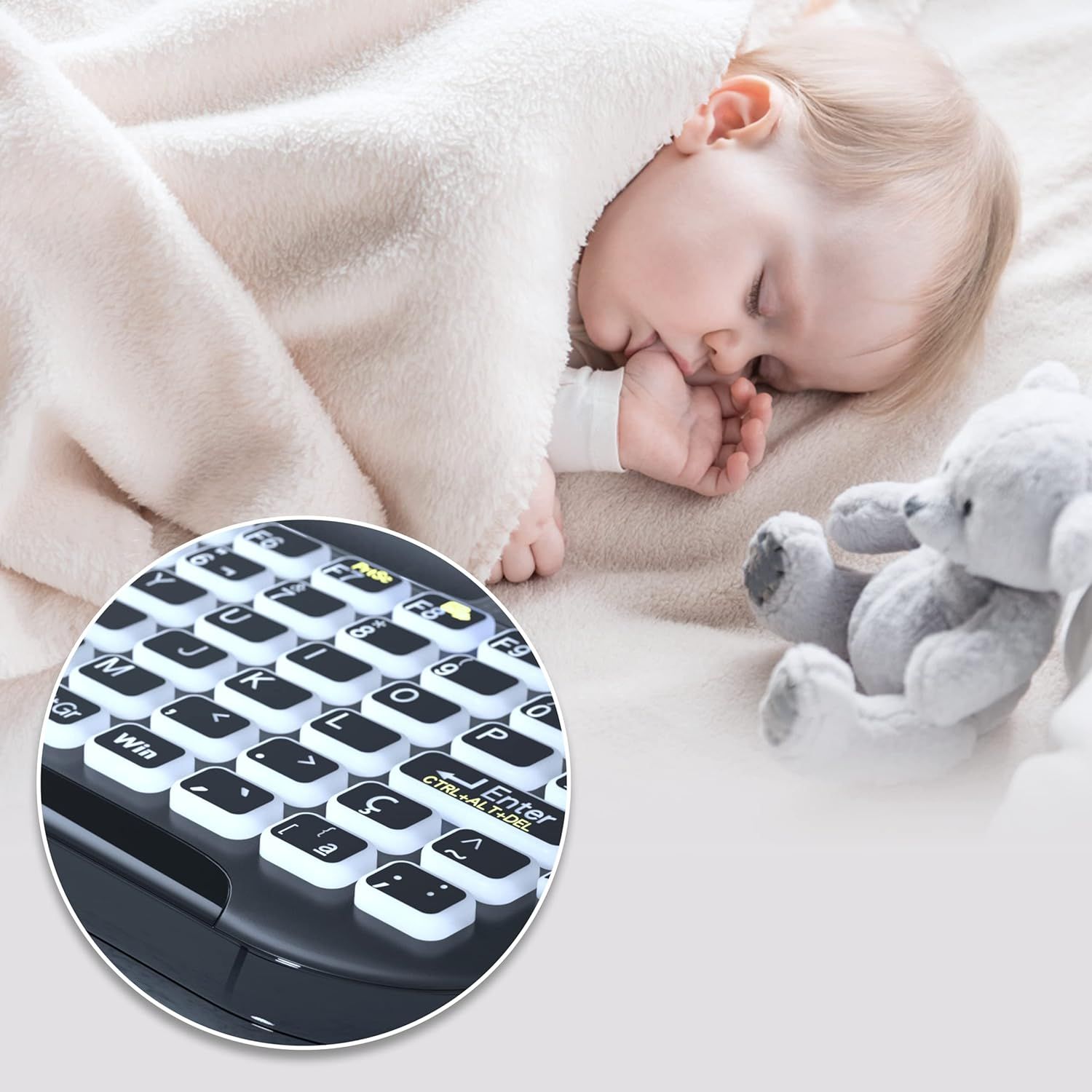 GECENinov Bezprzewodowa klawiatura z touchpadem i kompatybilna z 2,4 GHz