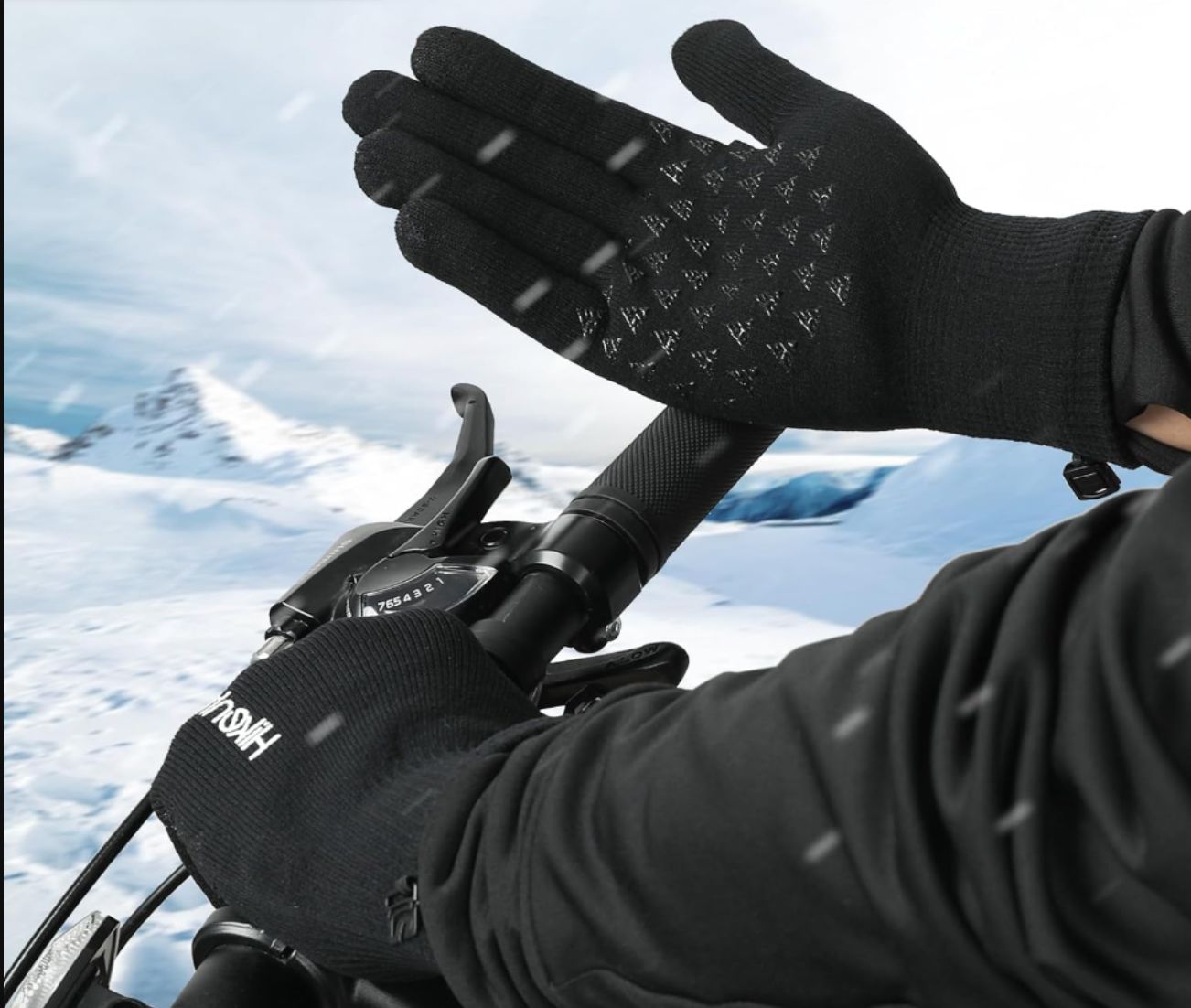 HIKENTURE Dziergane rękawiczki rowerowe, zimowe, wodoszczelne