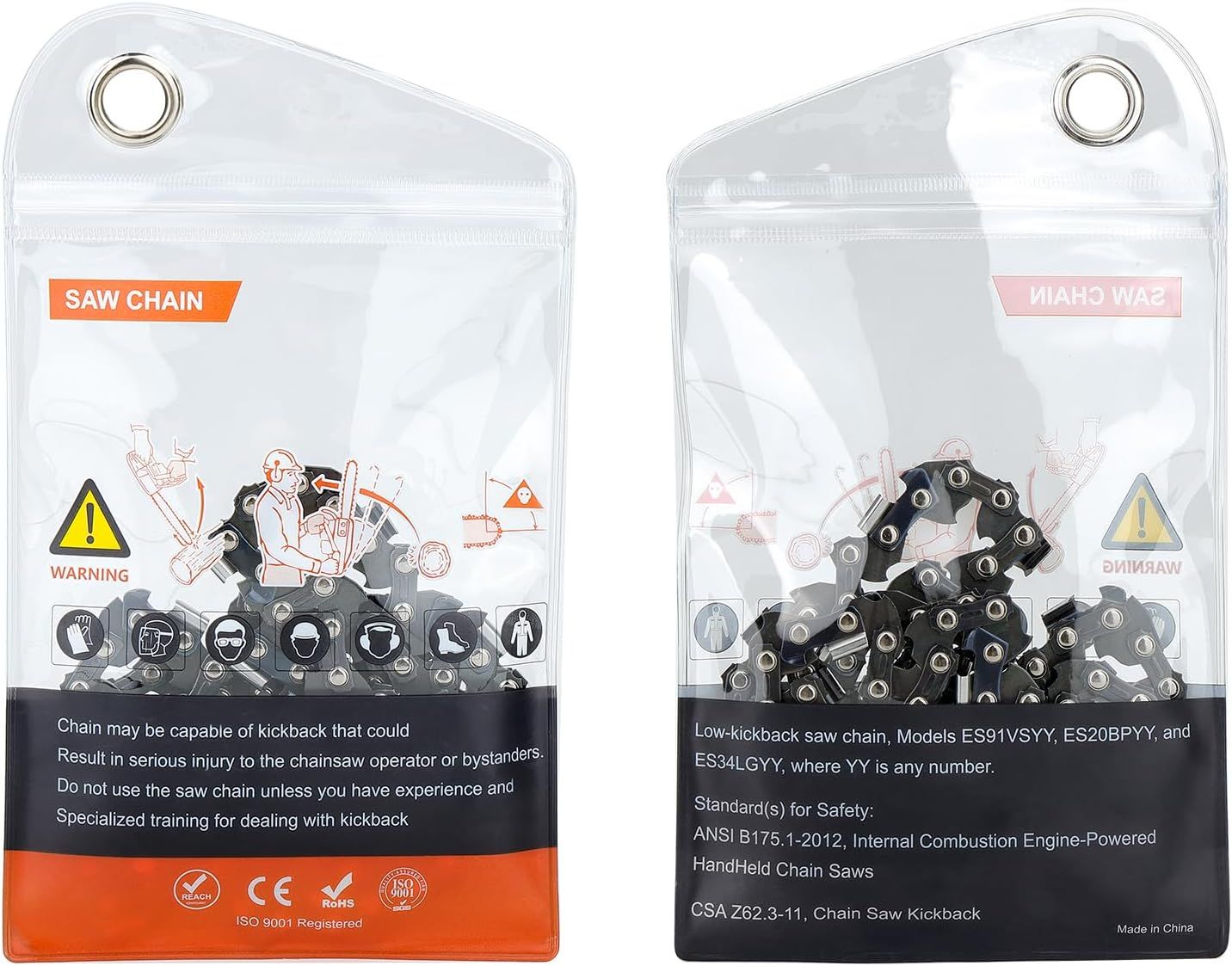 Zestaw 3 łańcuchów do pilarki łańcuchowej 12" 3/8LP o 45 ogniach Kaliber .050"