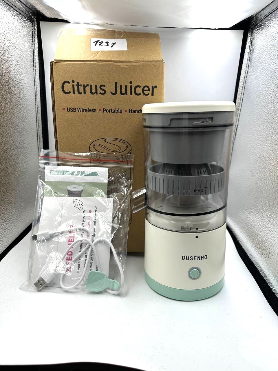 DUSENHO Elektryczna wyciskarka do cytrusów, przenośna, ładowanie przez USB