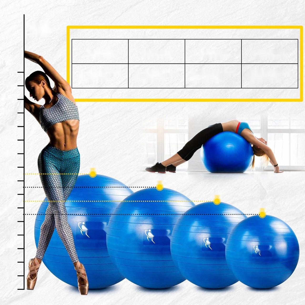 Jospo Piłka gimnastyczna z pompką, 55/65/75/85 cm, do 350 kg.